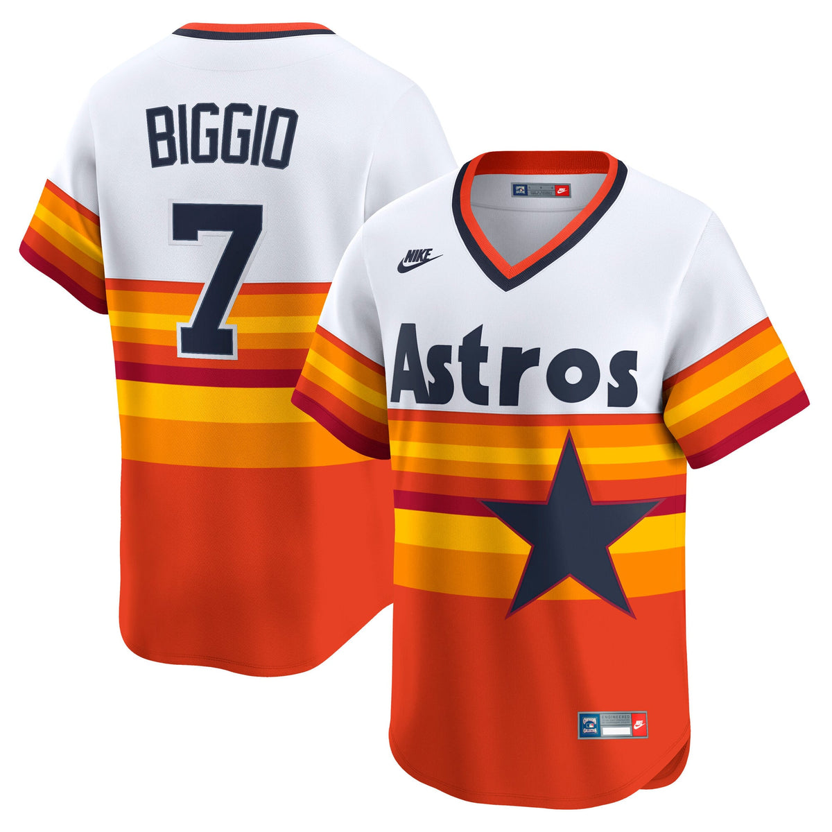 Men's Houston Astros Craig Biggio Nike White Throwback Cooperstown Collection Limited Player Jersey - 2