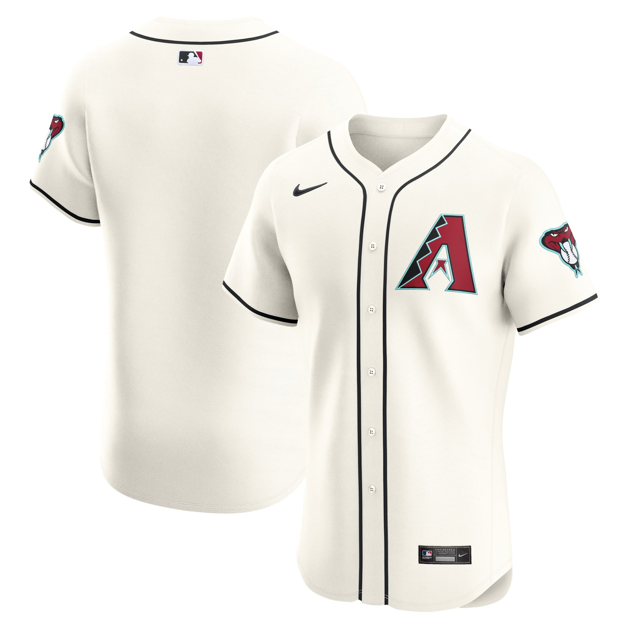 Men's Arizona Diamondbacks Nike Cream Elite Jersey - 2