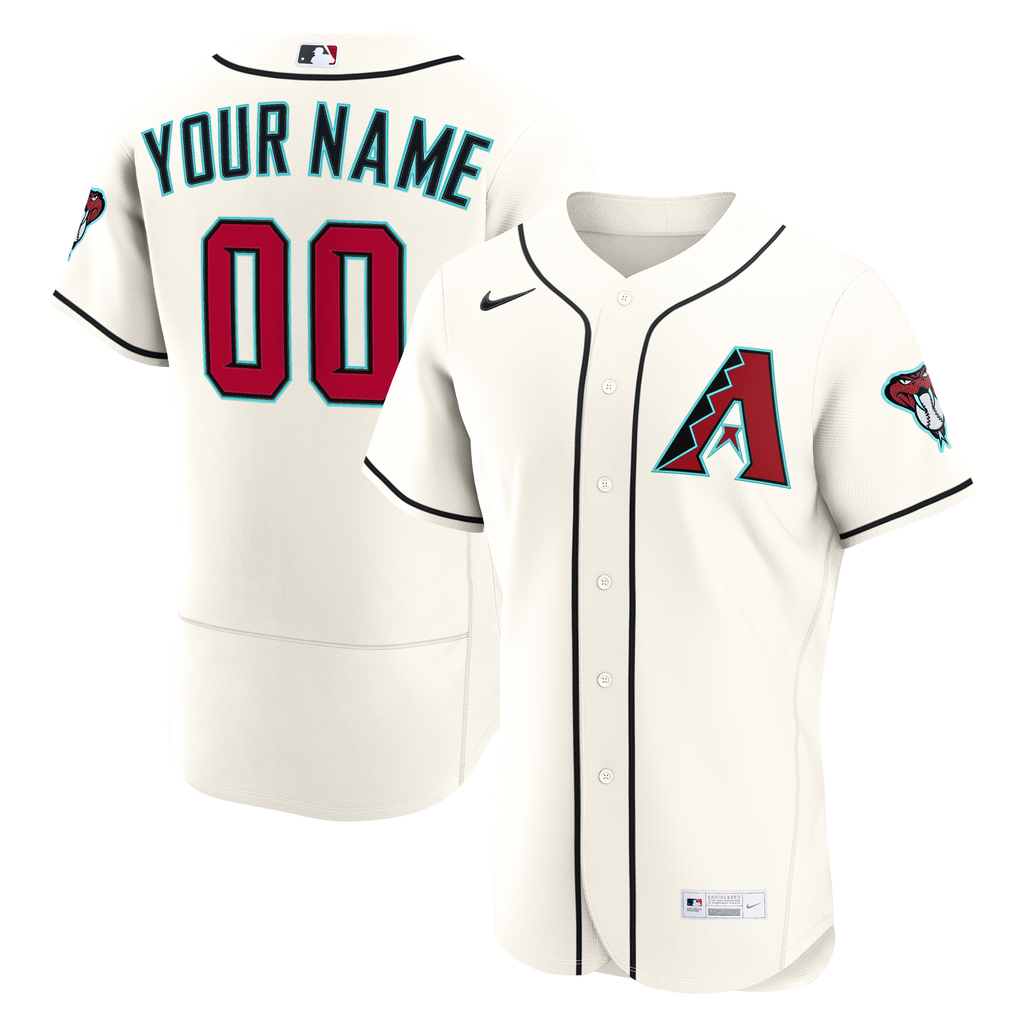 Men's Arizona Diamondbacks Nike Cream Home Authentic Custom Jersey - 2