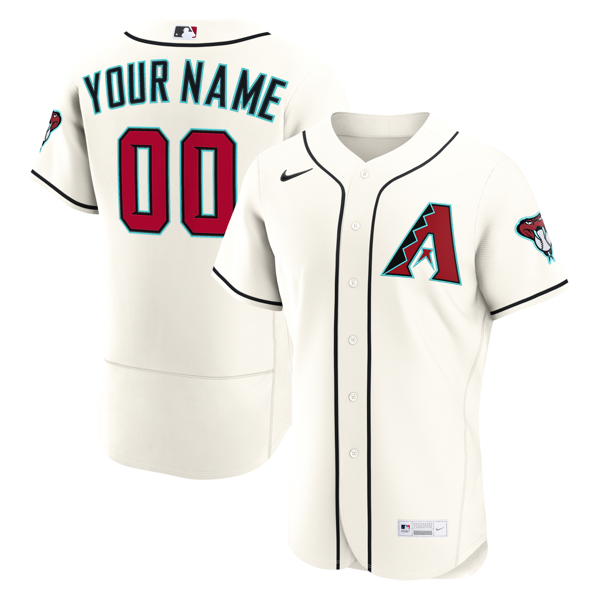 Men's Arizona Diamondbacks Nike Cream Home Authentic Custom Jersey - 2