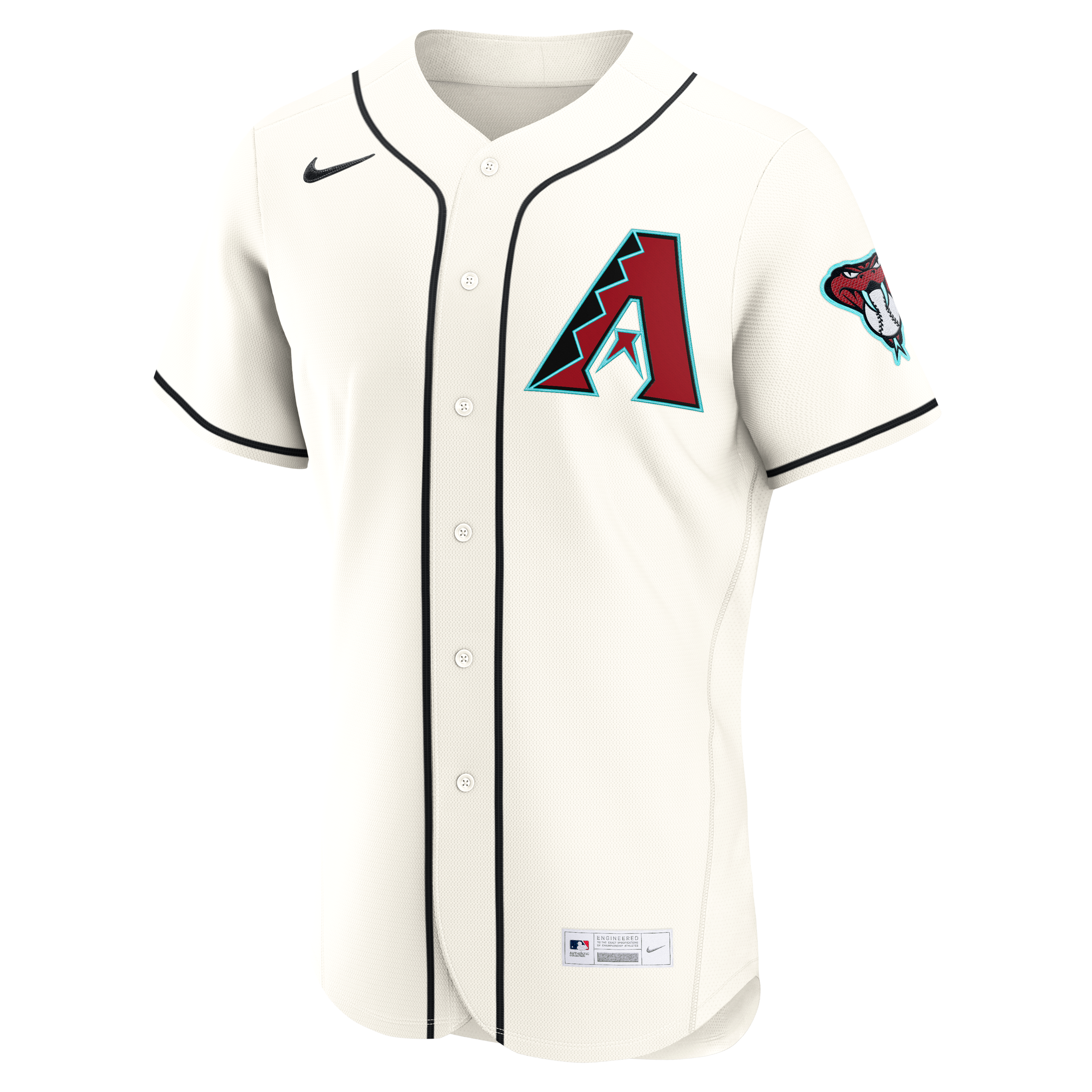 Men's Arizona Diamondbacks Nike Cream Home Authentic Custom Jersey - 3