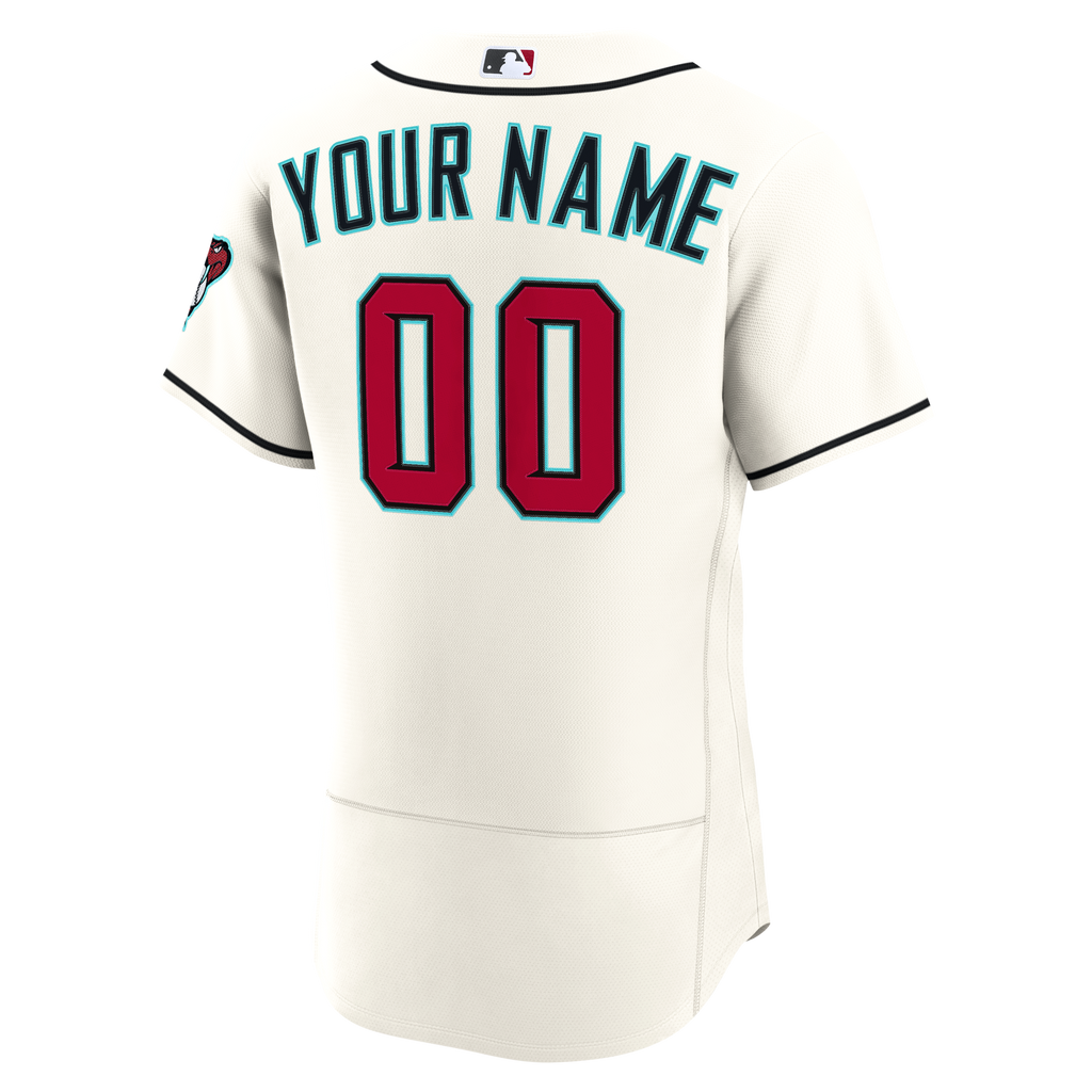 Men's Arizona Diamondbacks Nike Cream Home Authentic Custom Jersey - 4