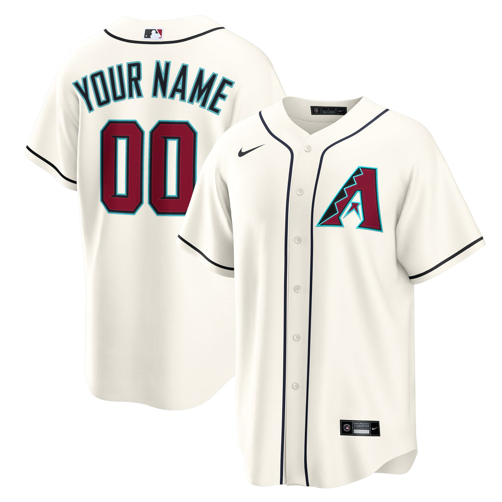 Men's Arizona Diamondbacks Nike Cream Home Custom Replica Jersey - 2