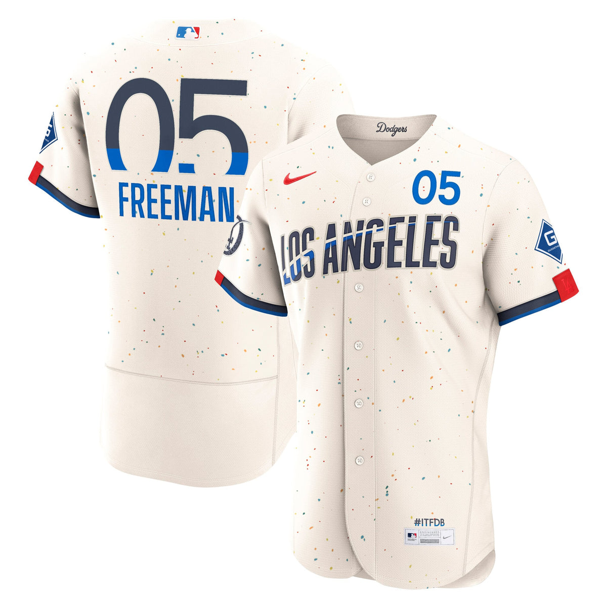Men's Los Angeles Dodgers Freddie Freeman Nike Cream City Connect Authentic Sponsor Patch Jersey