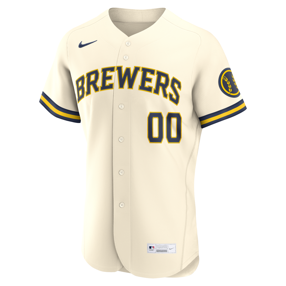 Men's Milwaukee Brewers Nike Cream Home Authentic Custom Jersey - 3