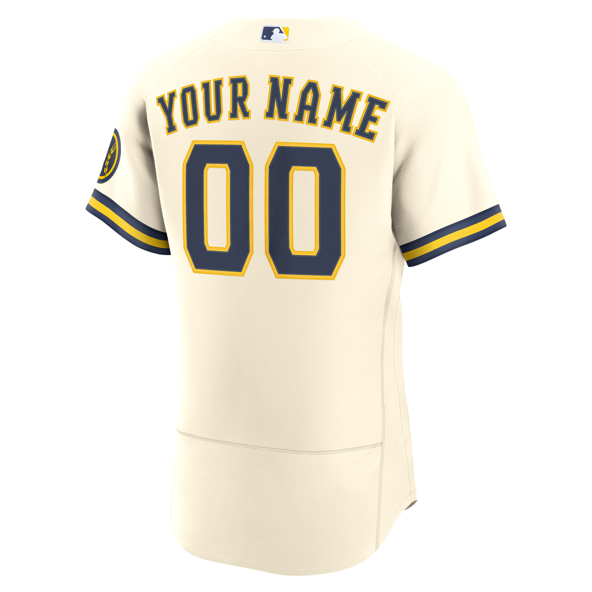 Men's Milwaukee Brewers Nike Cream Home Authentic Custom Jersey - 4