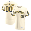 Men's Milwaukee Brewers Nike Cream Home Authentic Custom Jersey