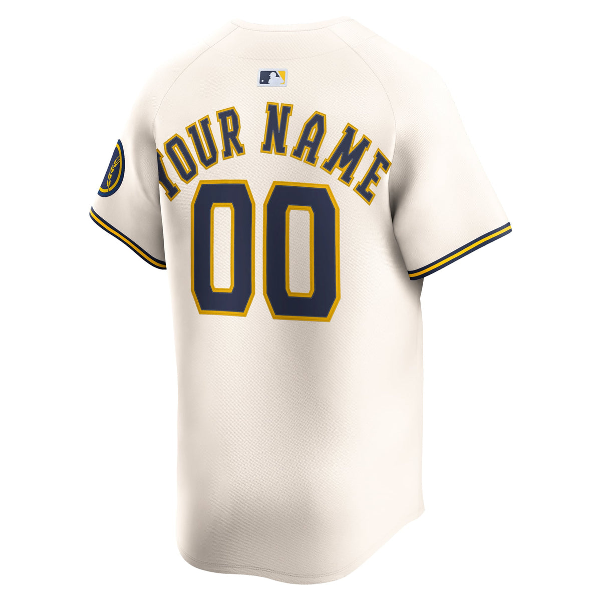 Men's Milwaukee Brewers Nike Cream Home Limited Custom Jersey - 4