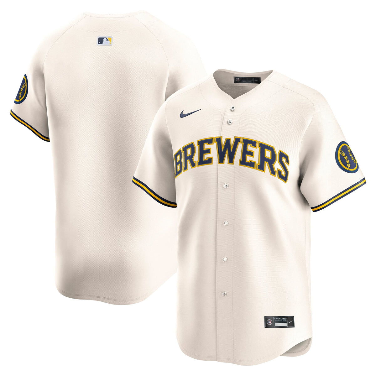 Men's Milwaukee Brewers Nike Cream Home Limited Jersey - 2