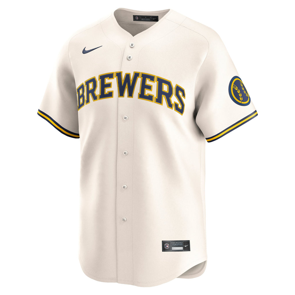 Men's Milwaukee Brewers Nike Cream Home Limited Jersey - 3