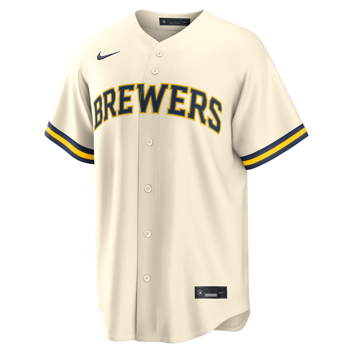 Men's Milwaukee Brewers Nike Cream Home Replica Custom Jersey - 3