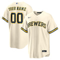 Men's Milwaukee Brewers Nike Cream Home Replica Custom Jersey