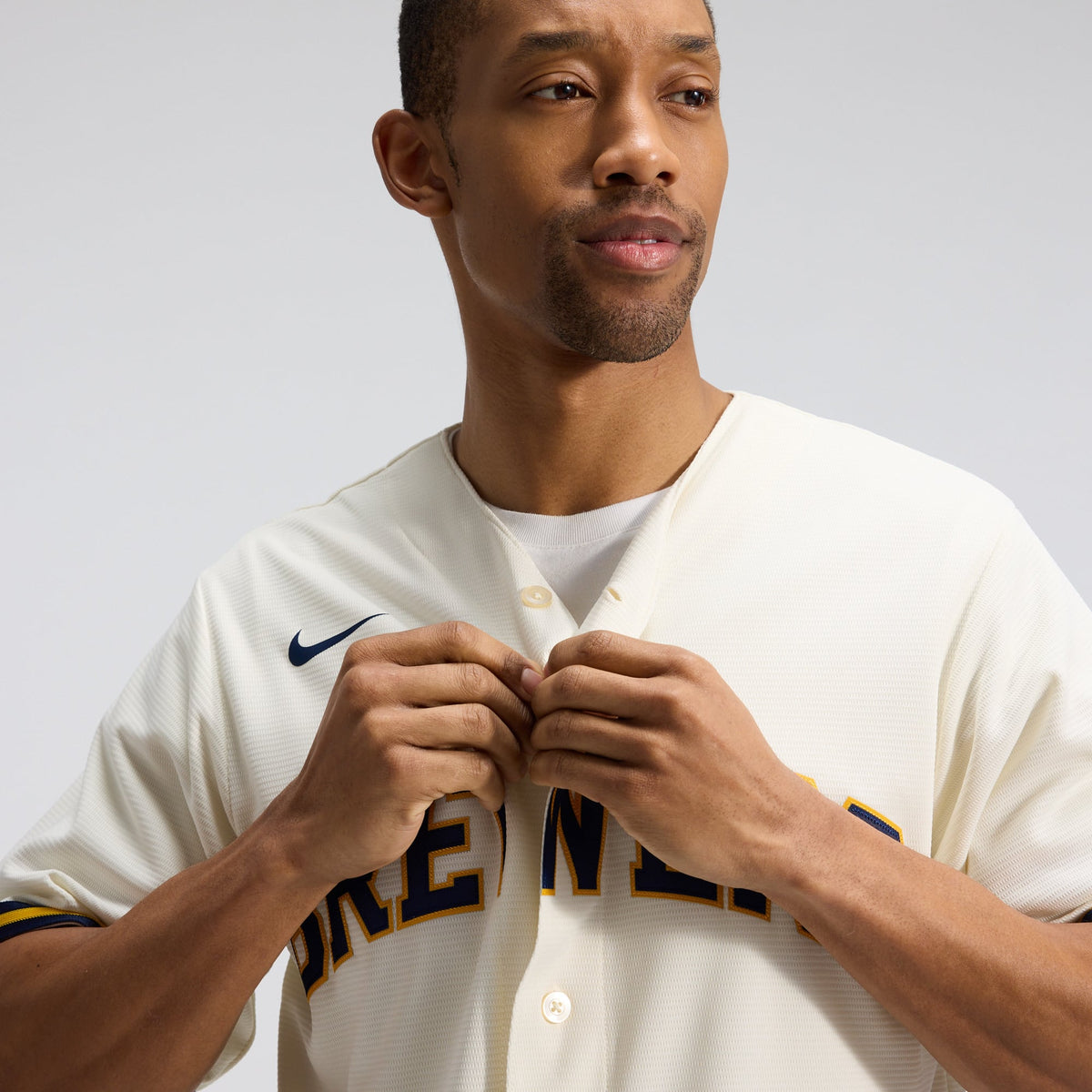 Men's Milwaukee Brewers Nike Cream Home Replica Team Jersey - 8