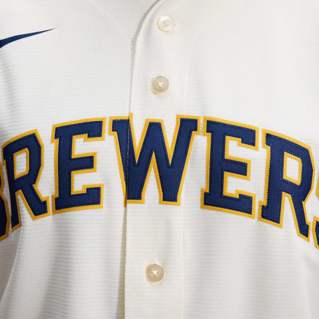 Men's Milwaukee Brewers Nike Cream Home Replica Team Jersey - 9