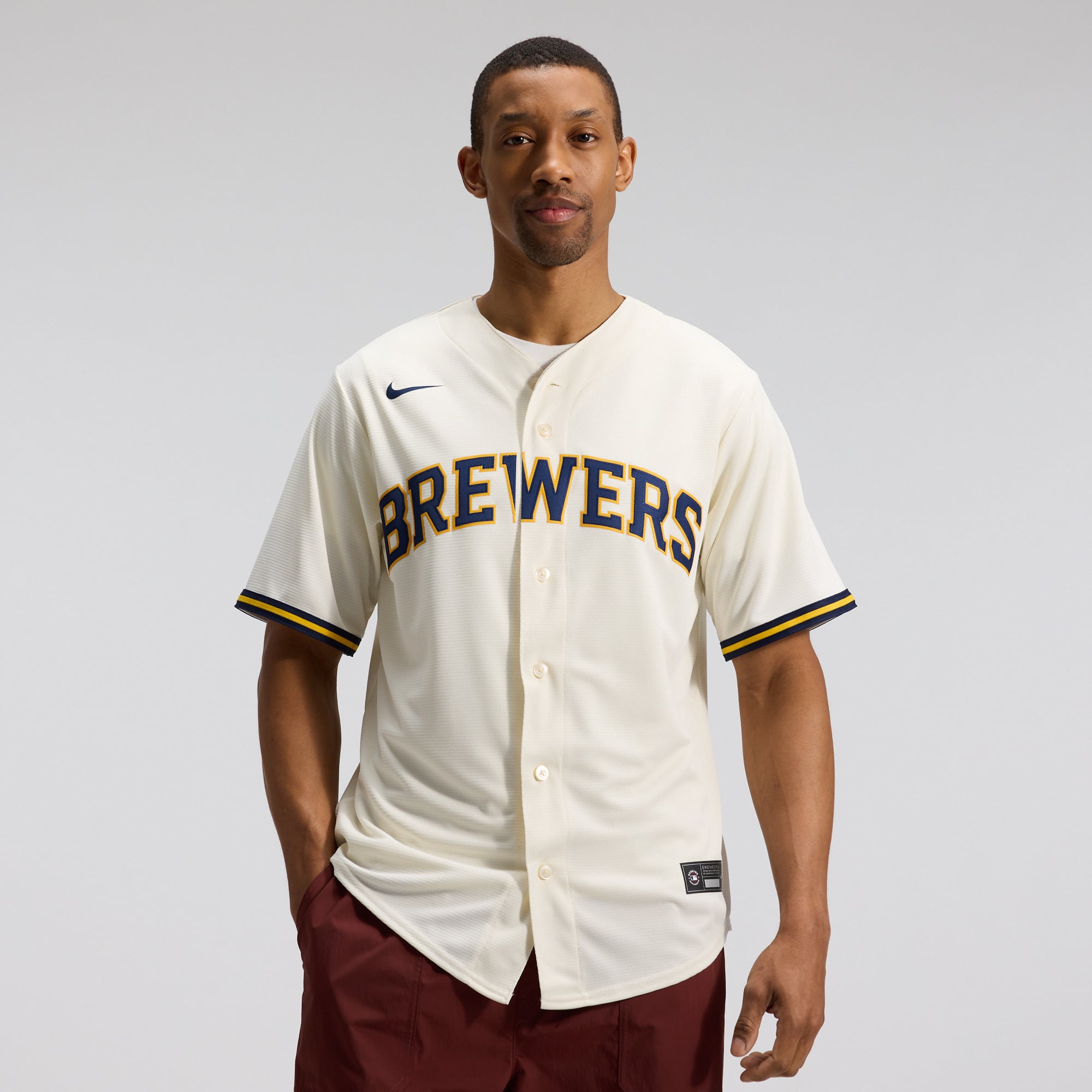 Men's Milwaukee Brewers Nike Cream Home Replica Team Jersey - 2