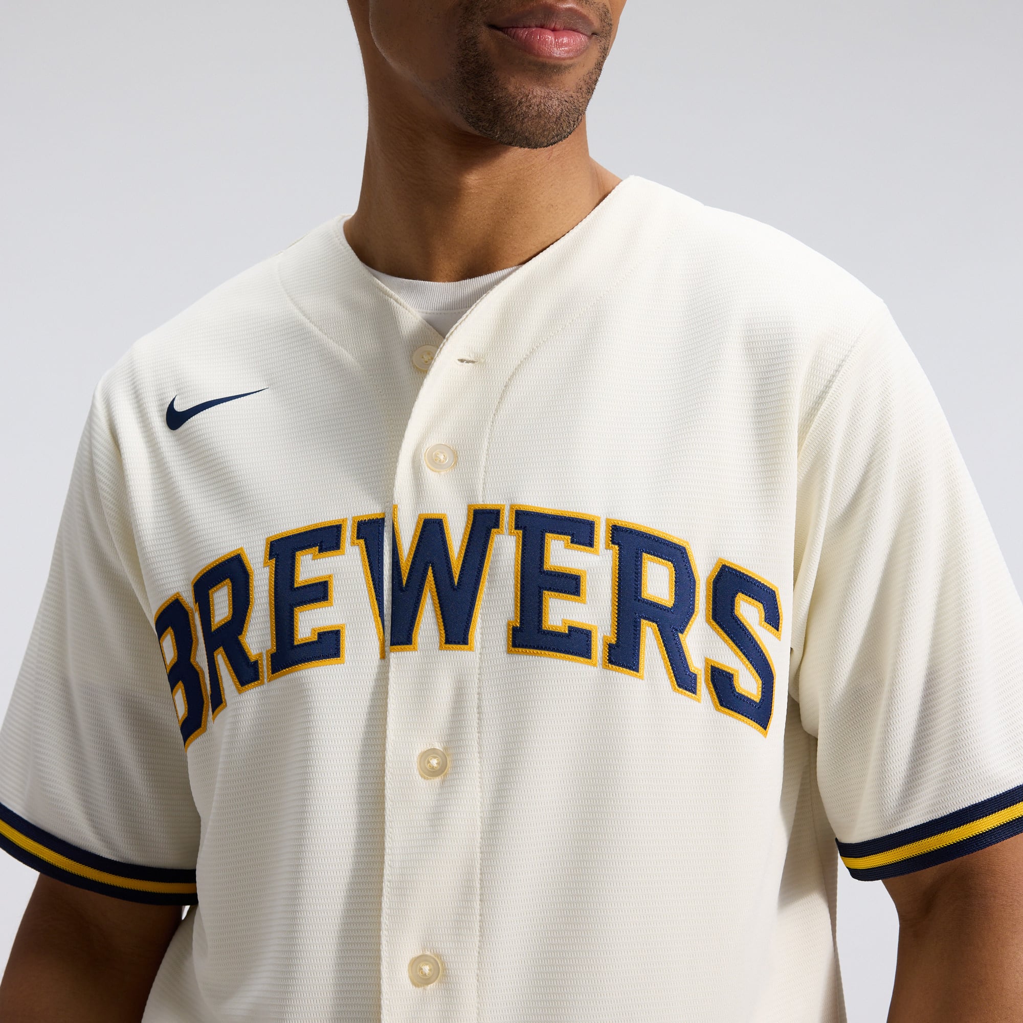 Men's Milwaukee Brewers Nike Cream Home Replica Team Jersey - 7