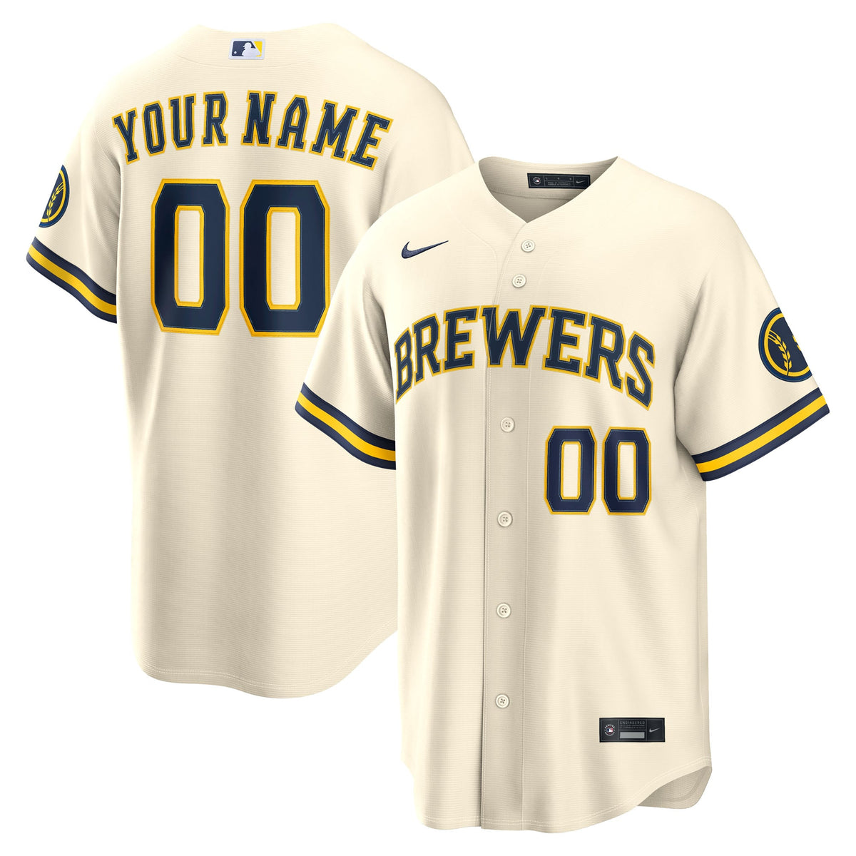Men's Milwaukee Brewers Nike Cream Home Stadium Custom Jersey