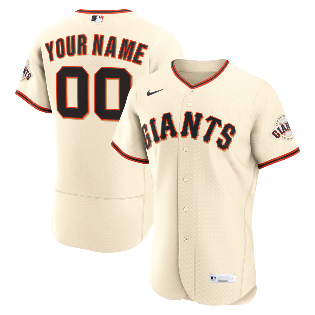 Men's San Francisco Giants Nike Cream Home Authentic Custom Jersey - 2