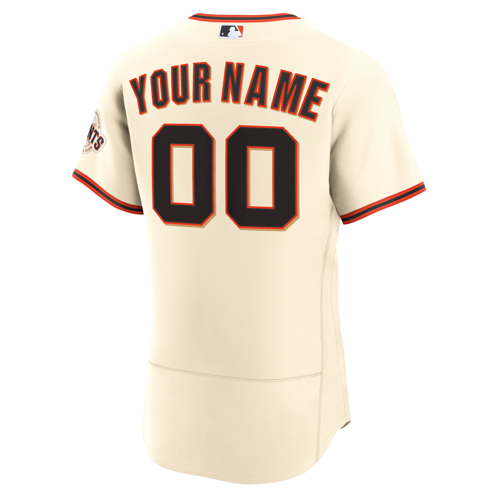 Men's San Francisco Giants Nike Cream Home Authentic Custom Jersey - 4
