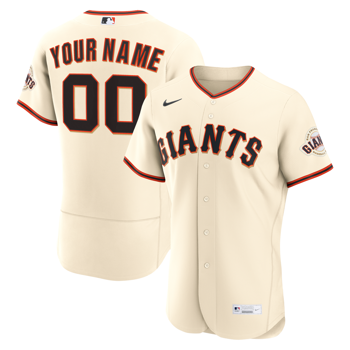 Men's San Francisco Giants Nike Cream Home Authentic Custom Jersey