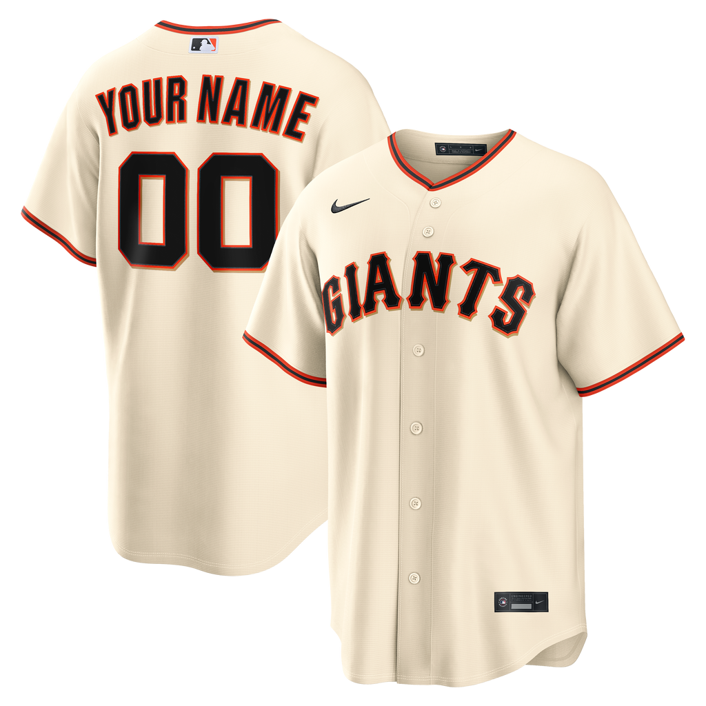 Men's San Francisco Giants Nike Cream Home Replica Custom Jersey - 2