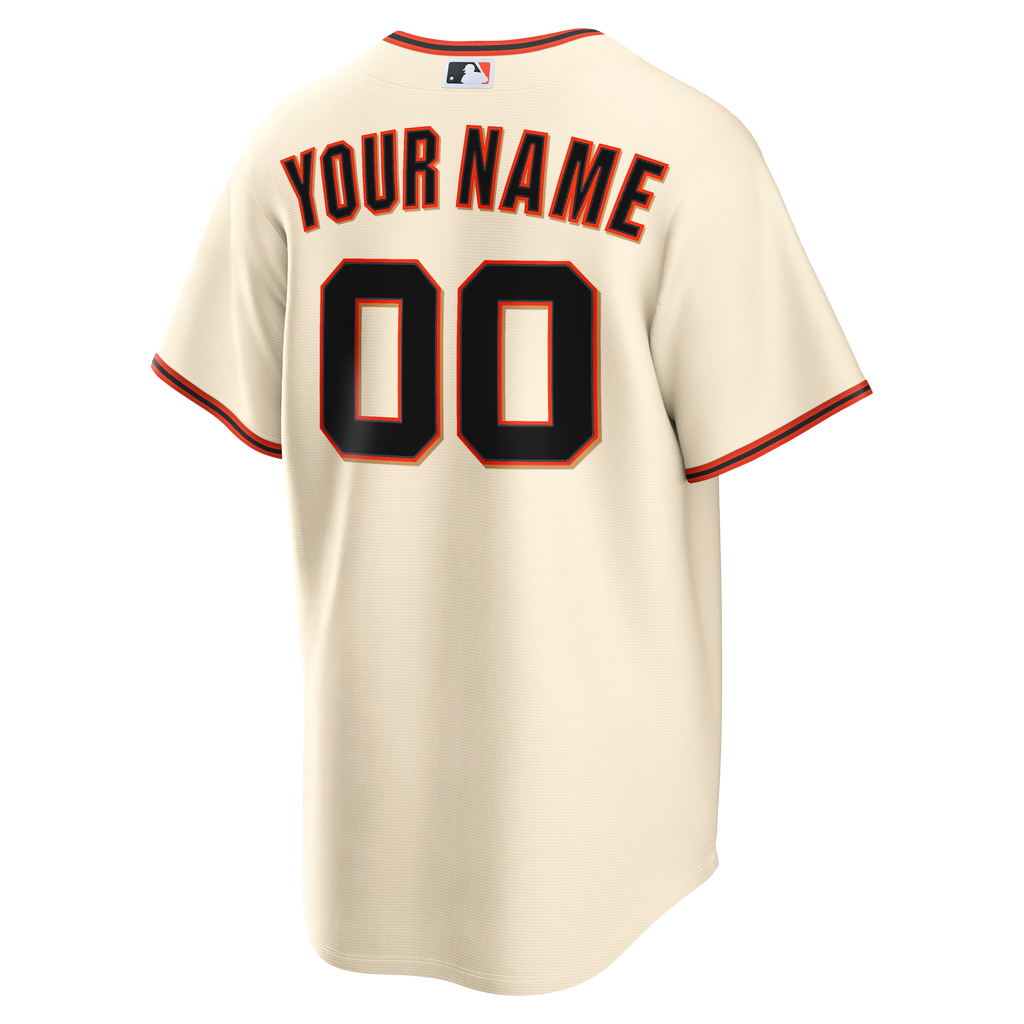Men's San Francisco Giants Nike Cream Home Replica Custom Jersey - 4