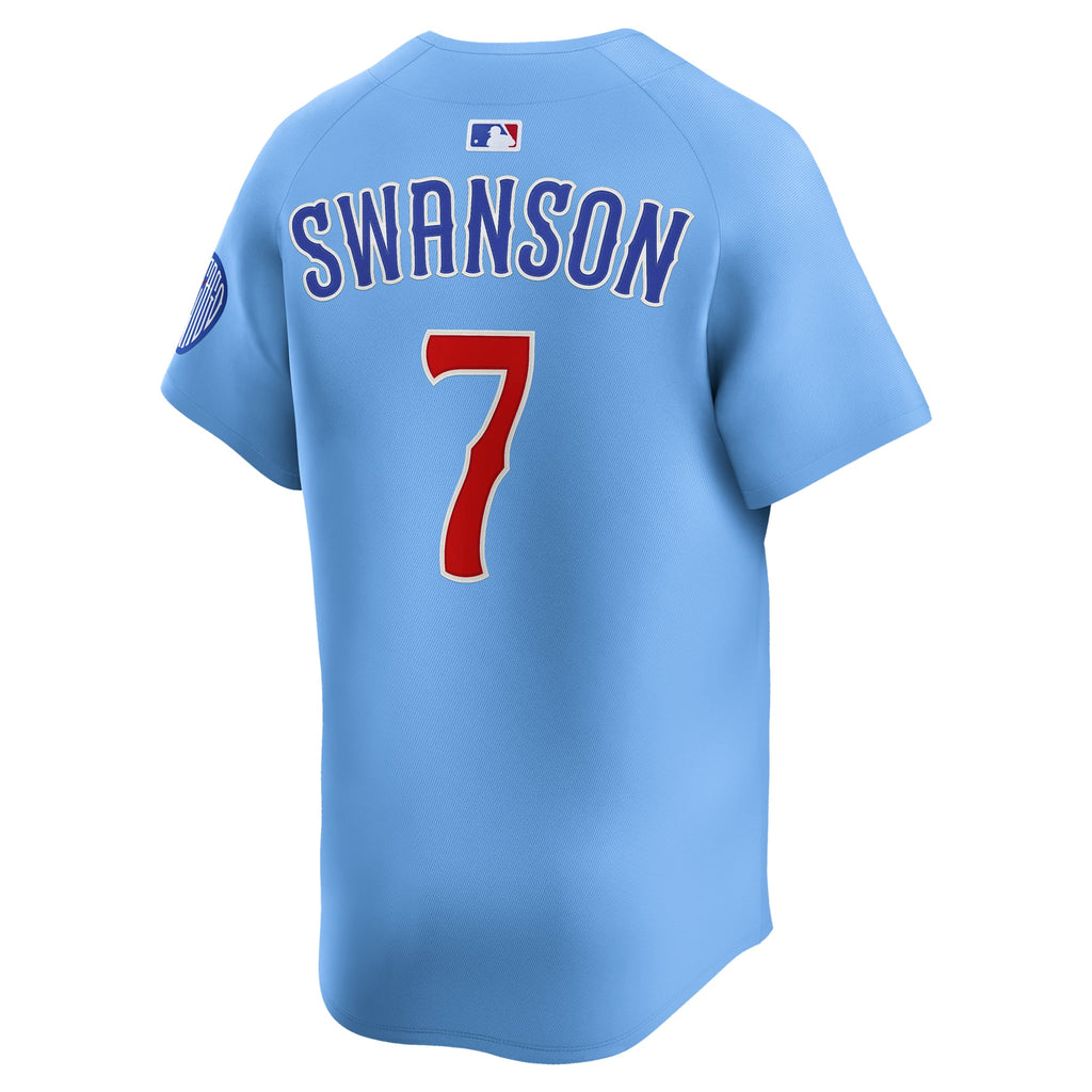 Men's Chicago Cubs Dansby Swanson Nike Baby Blue 2nd Alternate Limited Player Jersey - 4