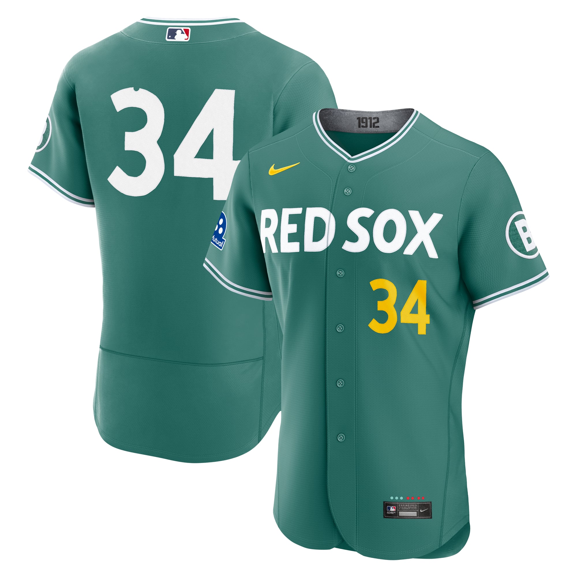 Men's Boston Red Sox David Ortiz Nike Green City Connect Authentic Carry-Over Jersey with Sponsor Patch - 2