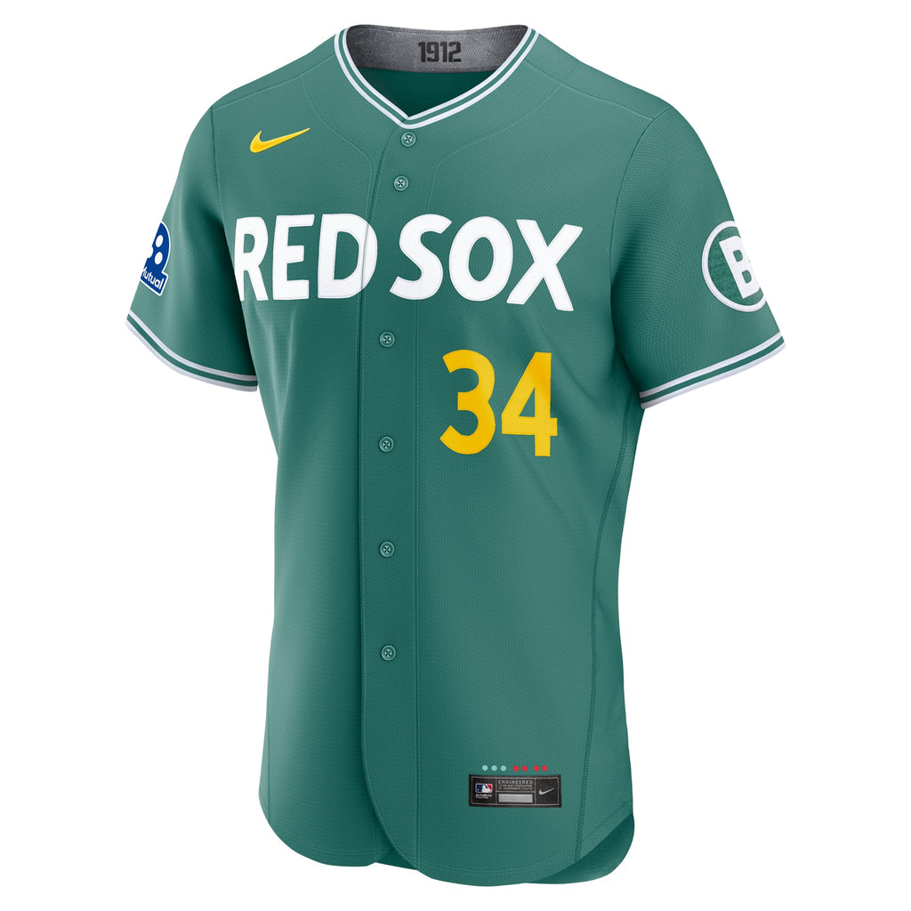 Men's Boston Red Sox David Ortiz Nike Green City Connect Authentic Carry-Over Jersey with Sponsor Patch - 3