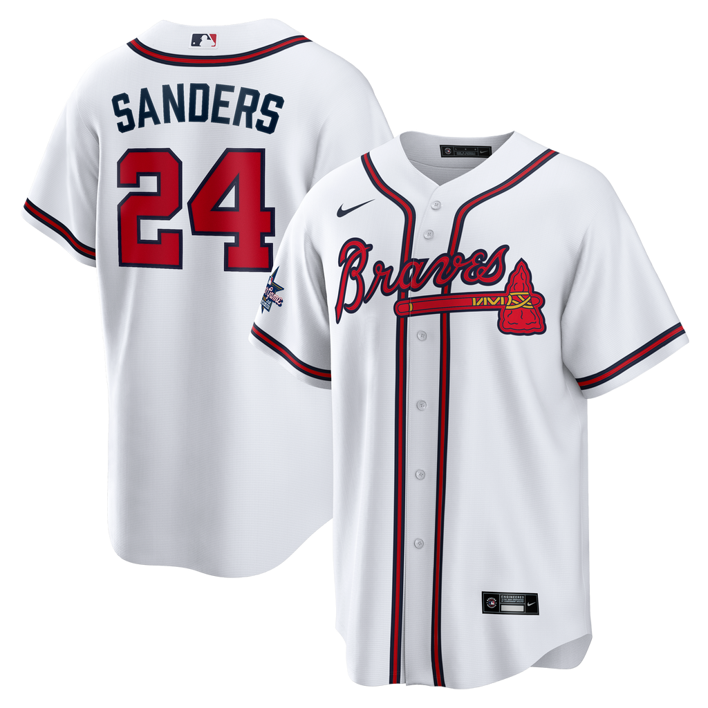 Men's Atlanta Braves Deion Sanders Nike White Home Retired Player Replica Jersey - 2