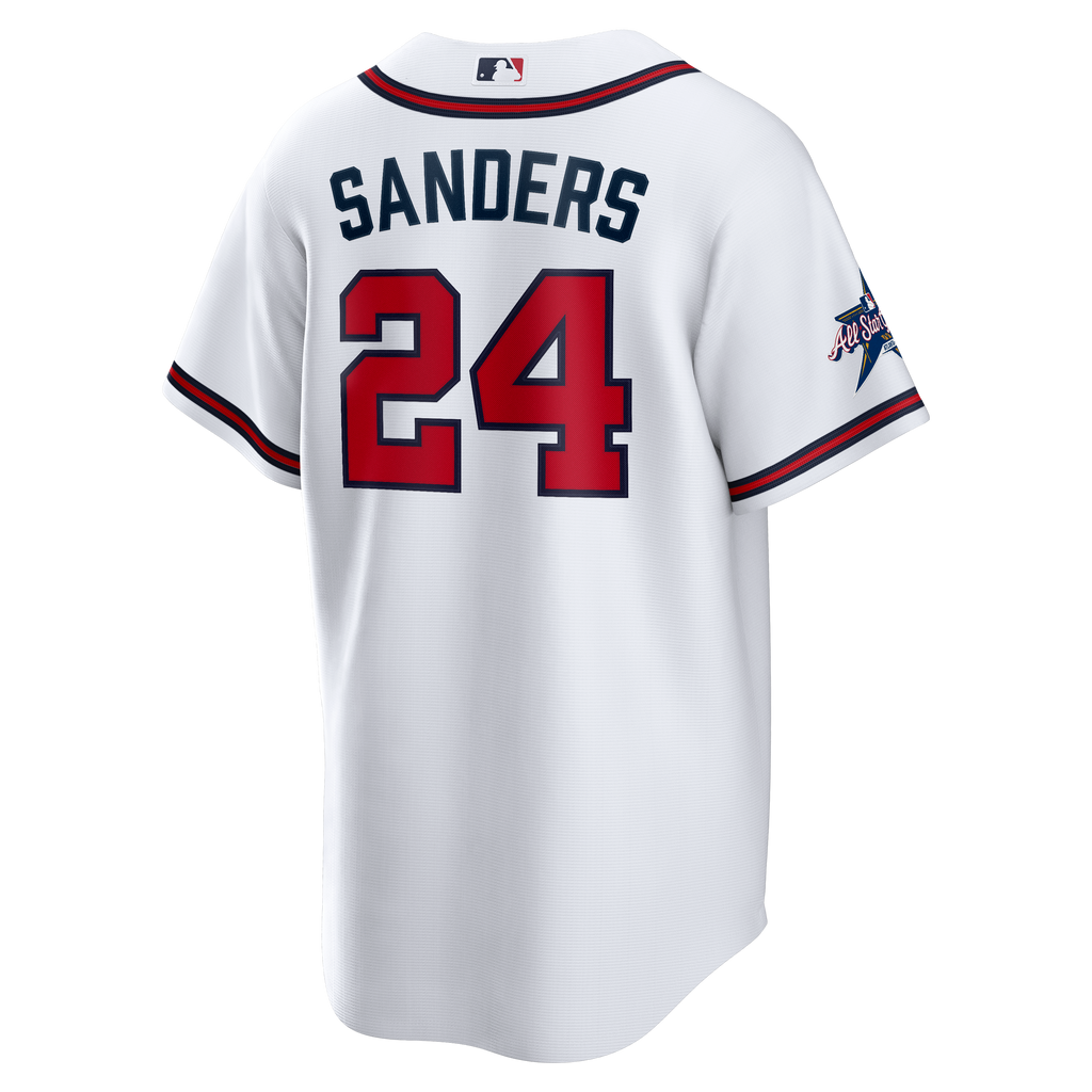 Men's Atlanta Braves Deion Sanders Nike White Home Retired Player Replica Jersey - 4