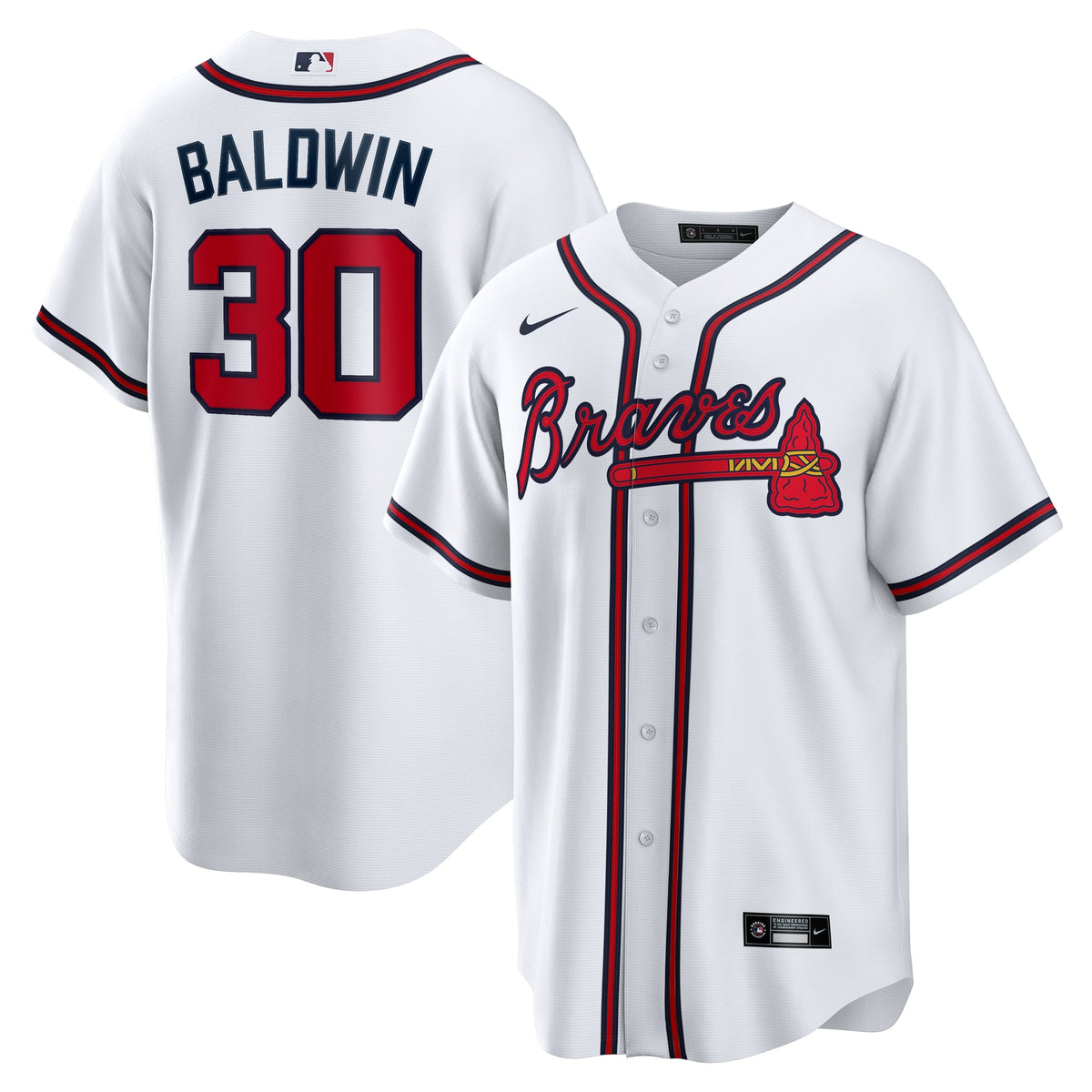 Men's Atlanta Braves Drake Baldwin Nike White Home Replica Jersey - 2