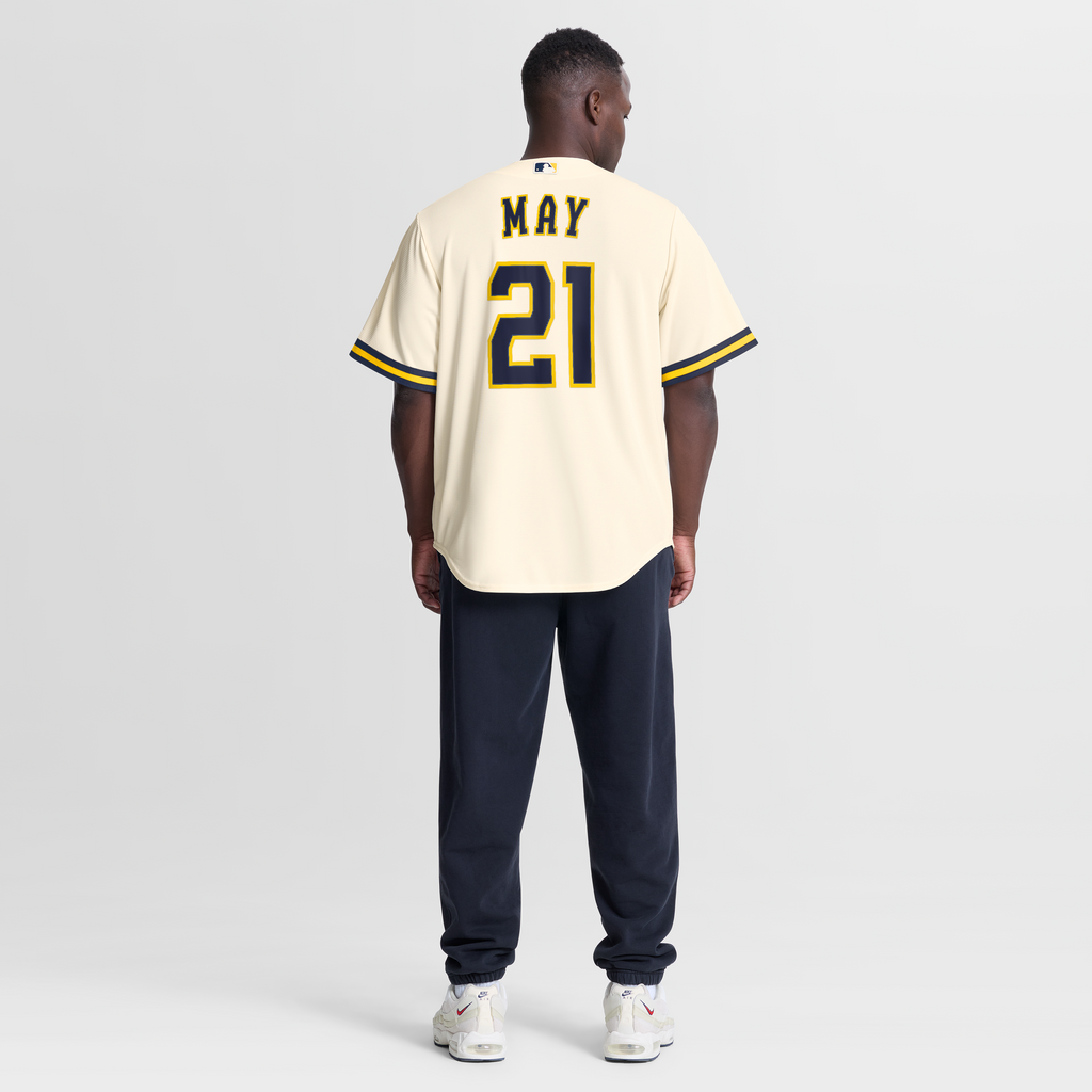 Men's Milwaukee Brewers Dustin May Nike Cream Home Replica Jersey - 4