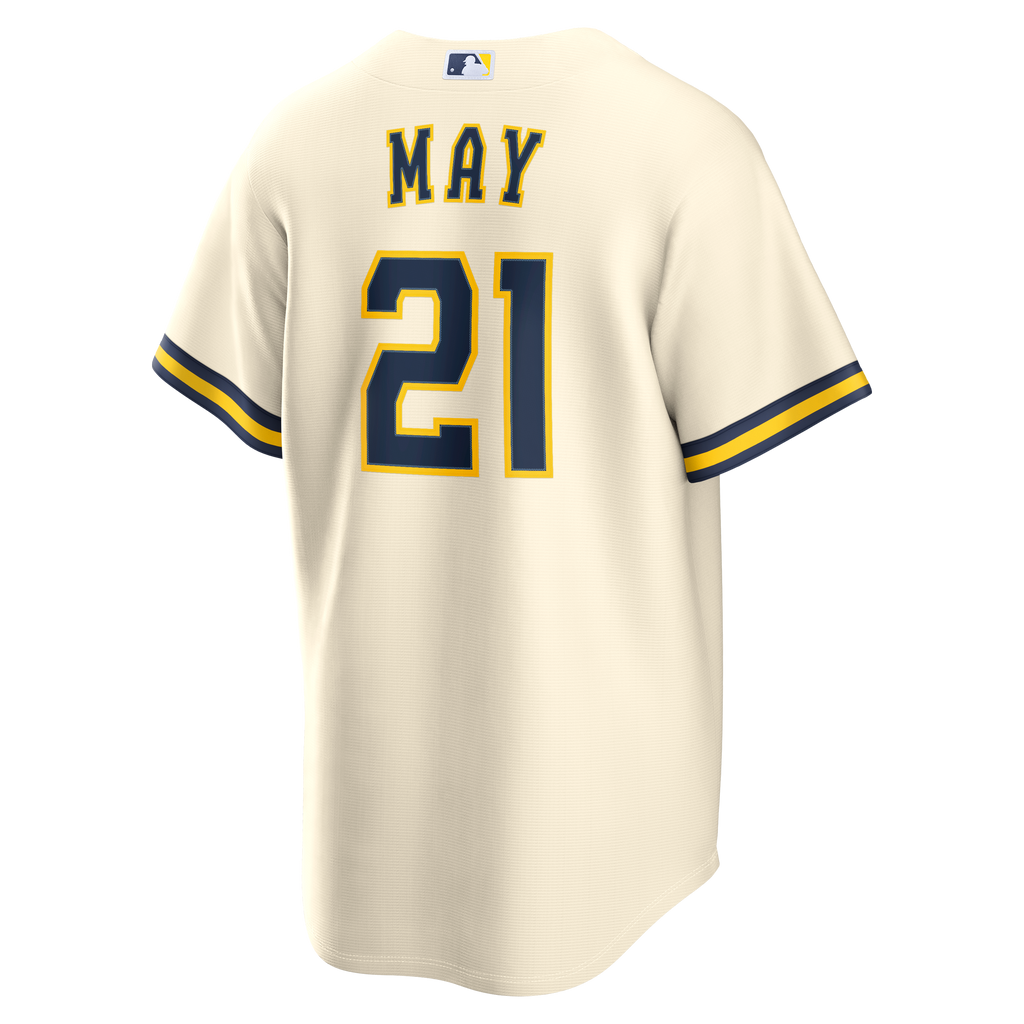 Men's Milwaukee Brewers Dustin May Nike Cream Home Replica Jersey - 6