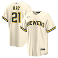 Men's Milwaukee Brewers Dustin May Nike Cream Home Replica Jersey