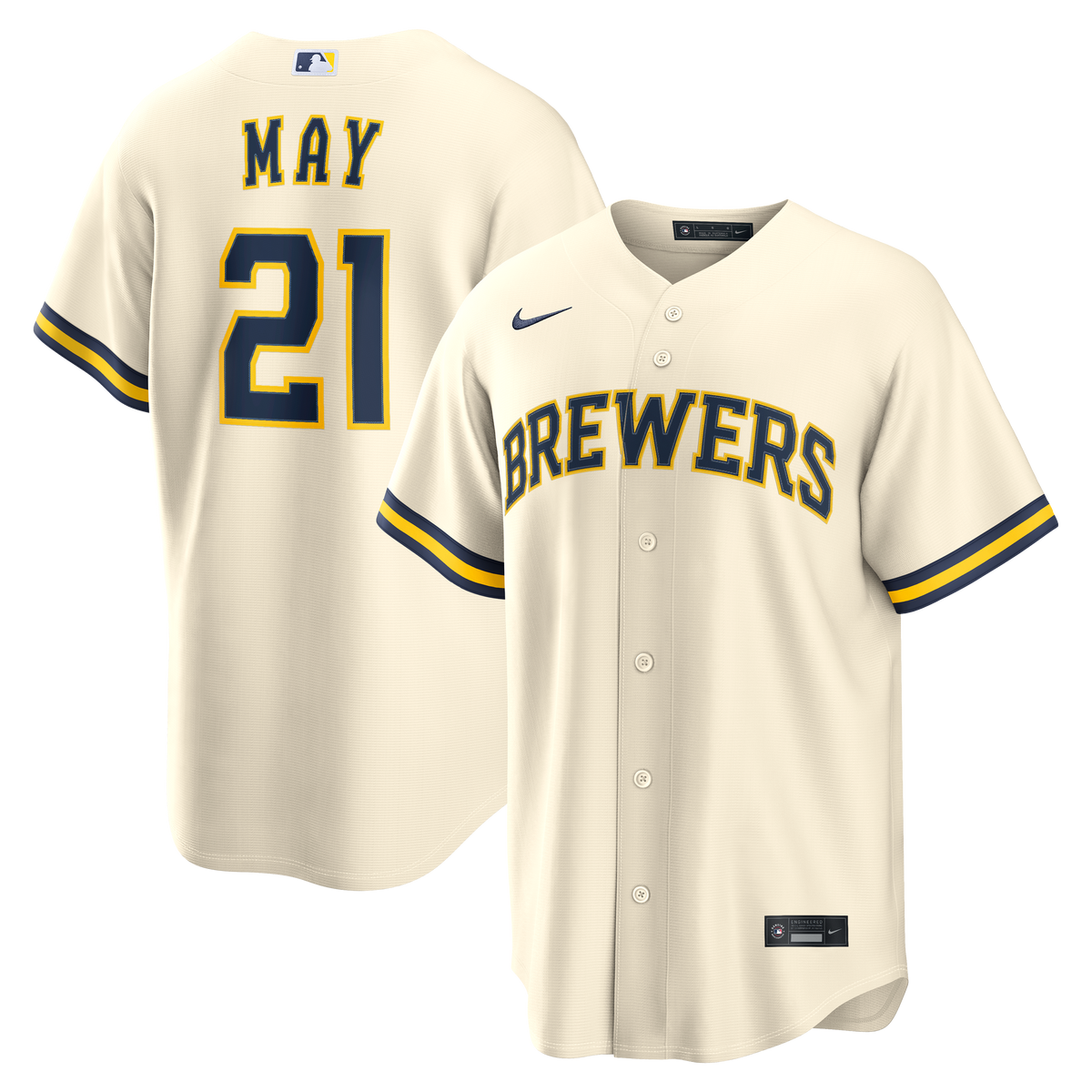Men's Milwaukee Brewers Dustin May Nike Cream Home Replica Jersey