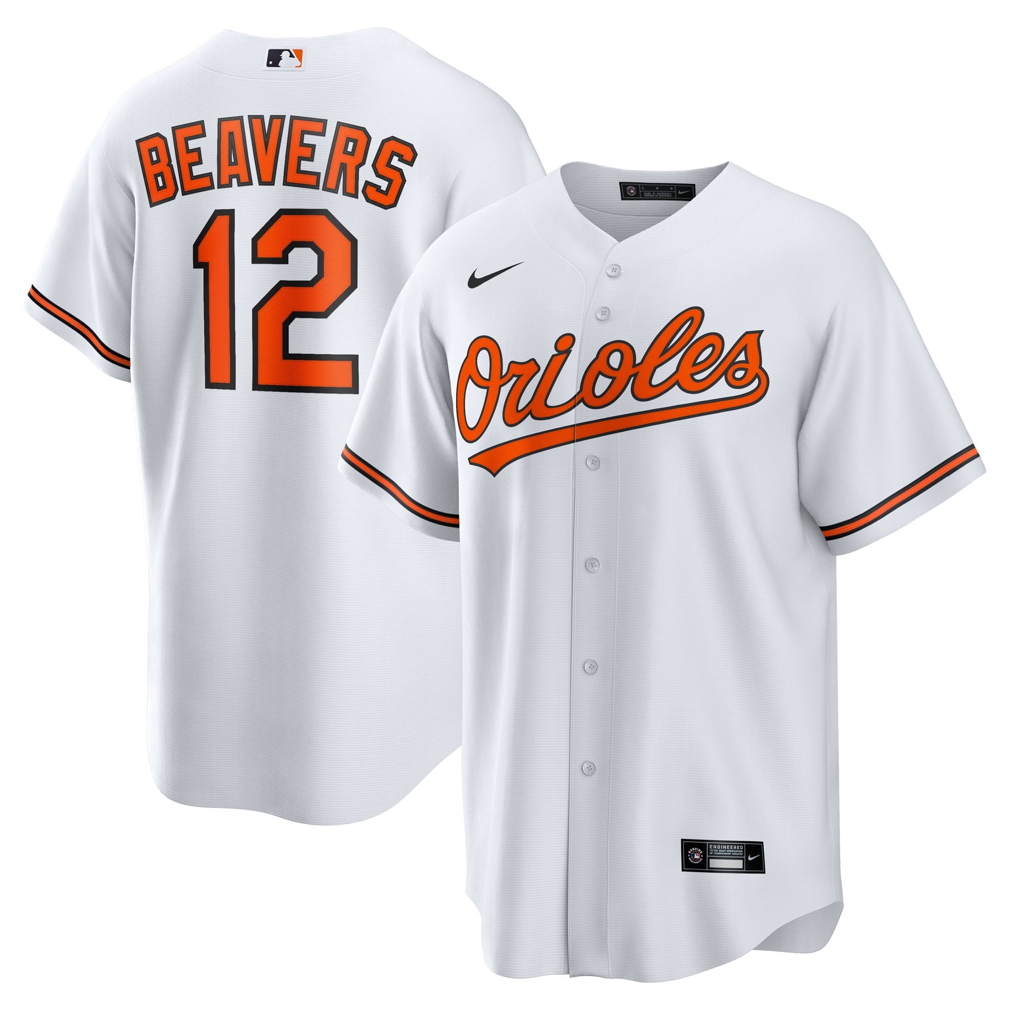 Men's Baltimore Orioles Dylan Beavers Nike White Home Replica Jersey - 2