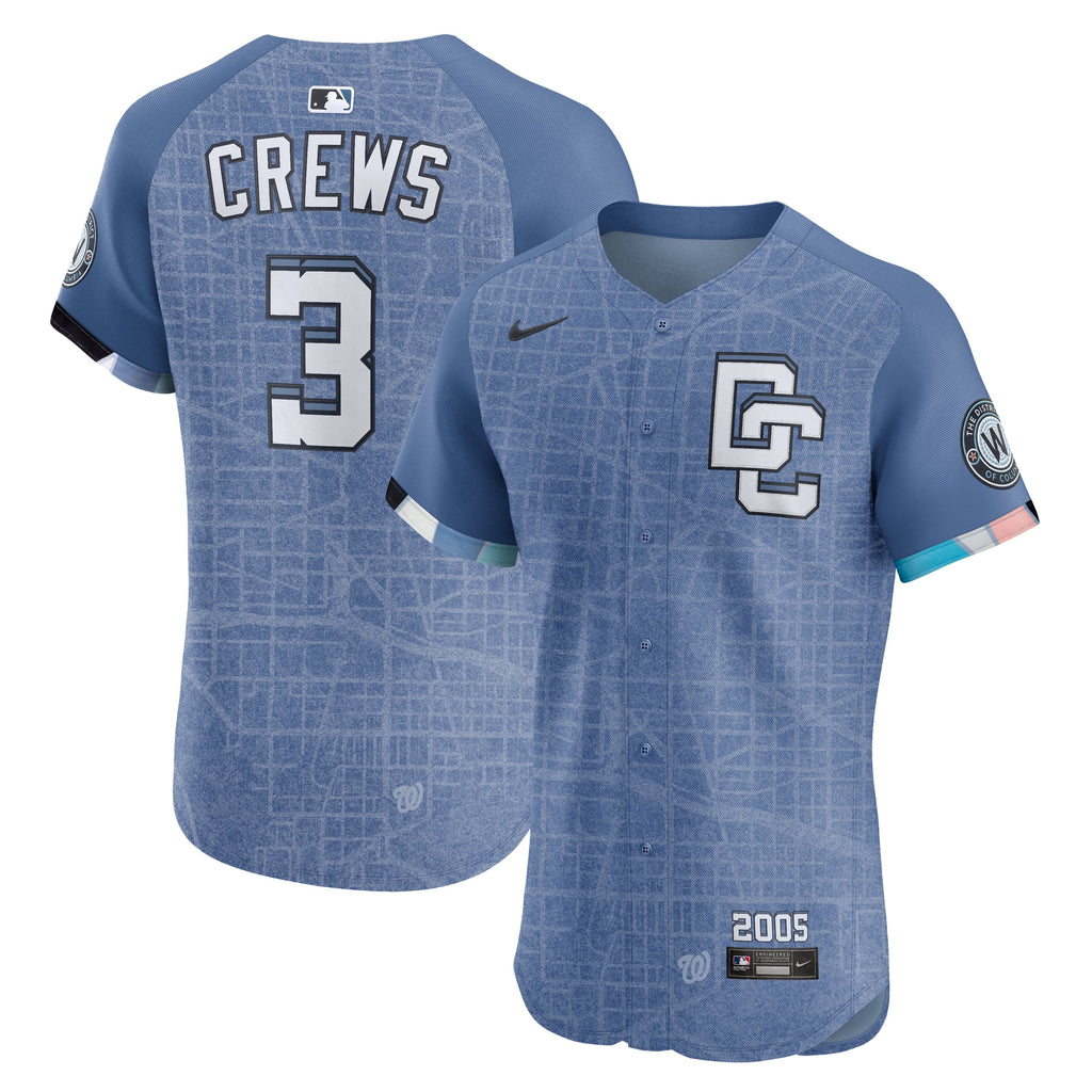 Men's Washington Nationals Dylan Crews Nike Blue 2025 City Connect Elite Player Jersey - 2
