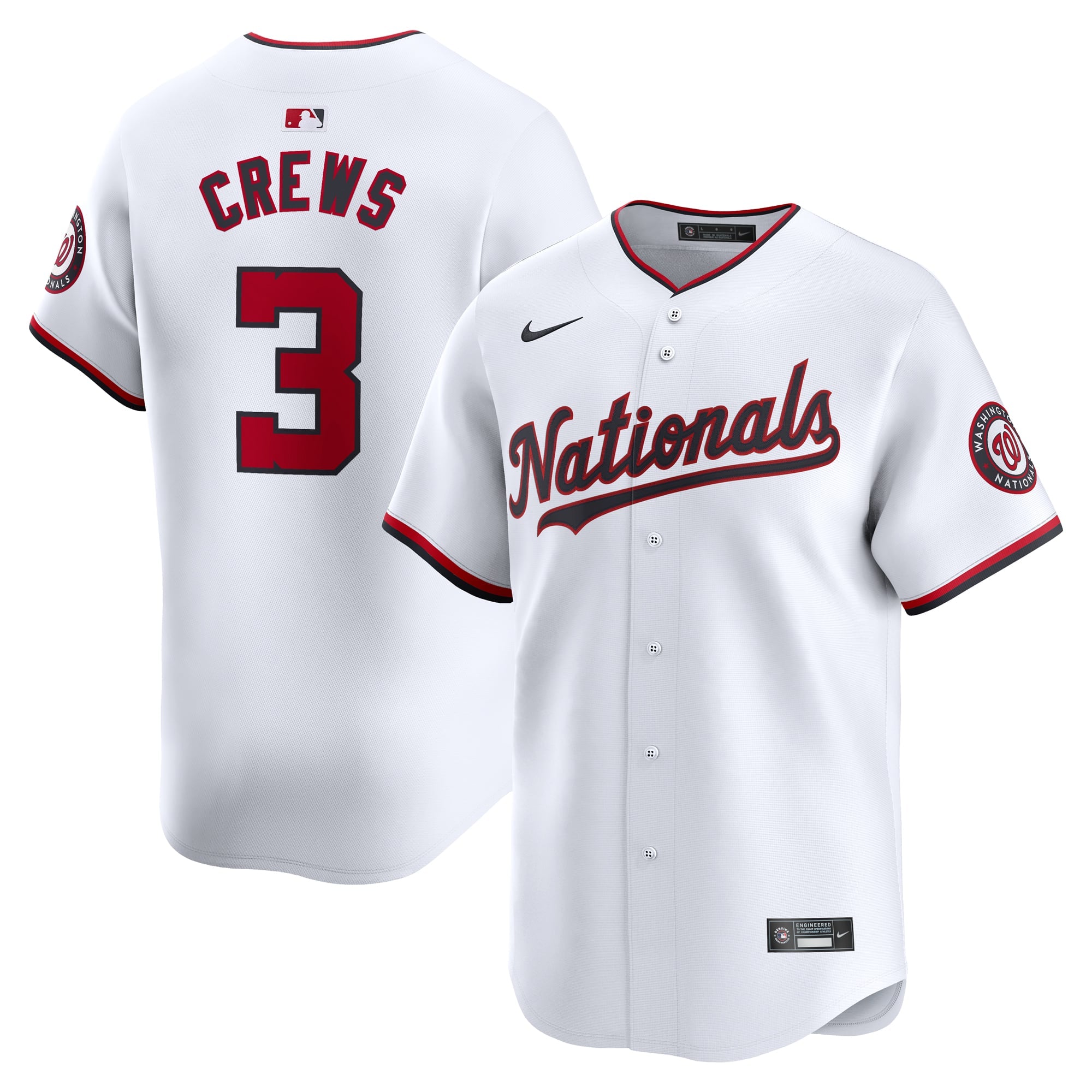 Men's Washington Nationals Dylan Crews Nike White Home Limited Player Jersey - 2