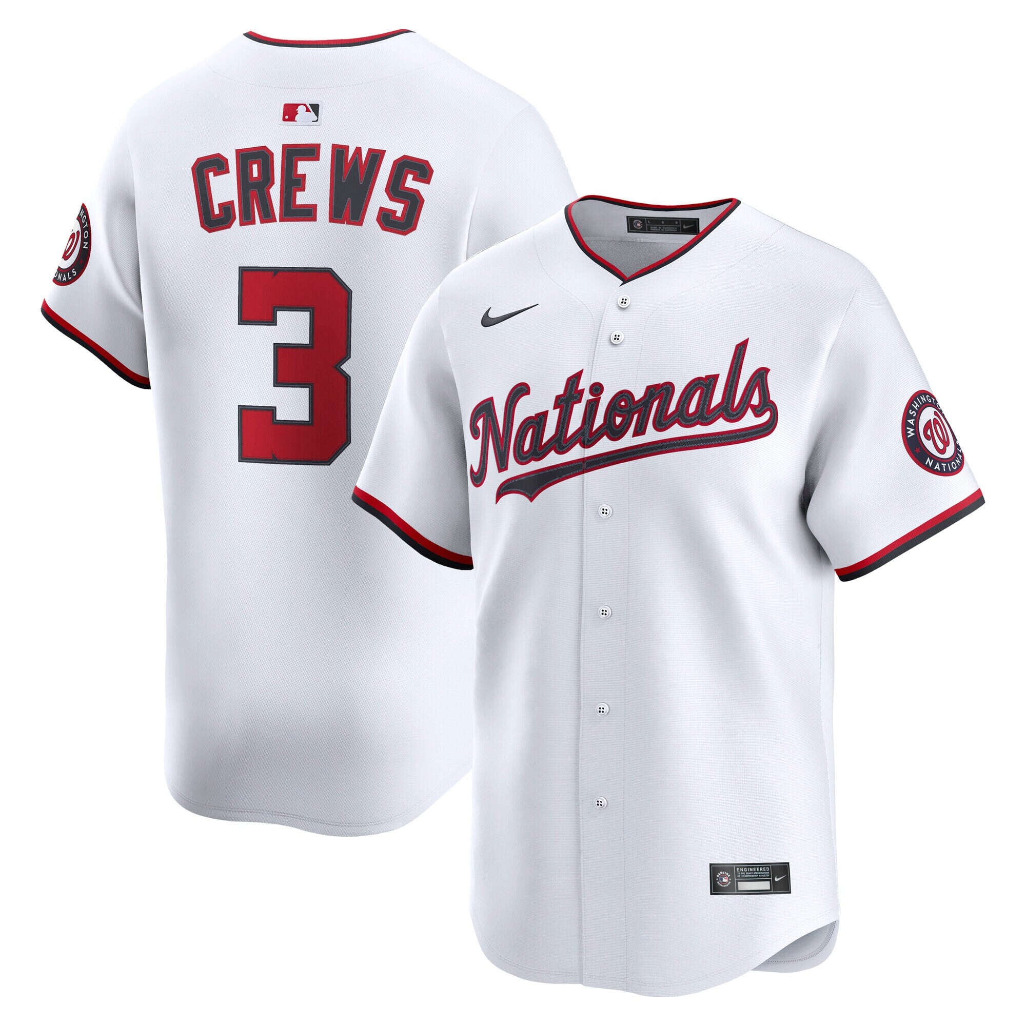 Men's Washington Nationals Dylan Crews Nike White Home Limited Player Jersey - 2
