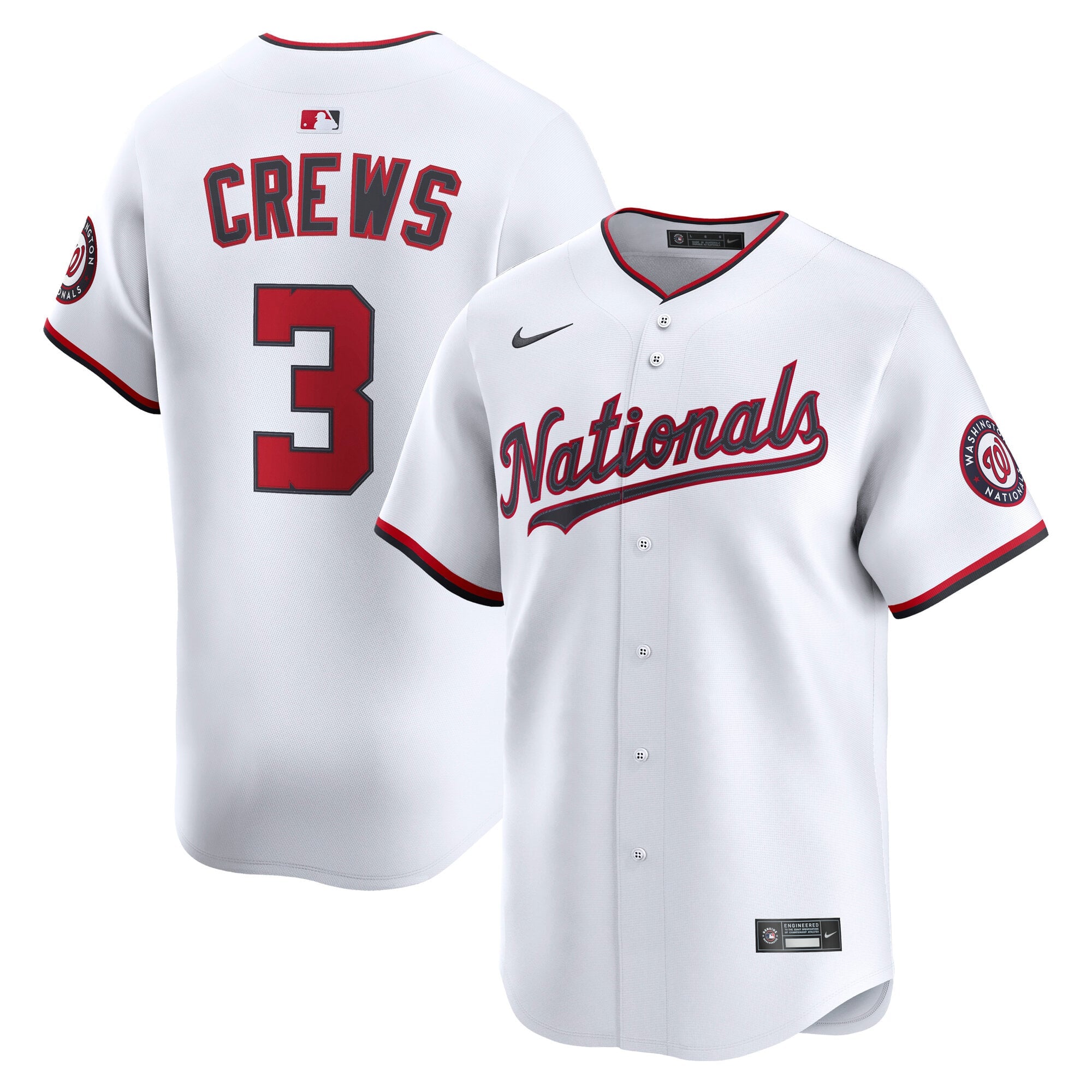 Men's Washington Nationals Dylan Crews Nike White Home Limited Player Jersey - 2