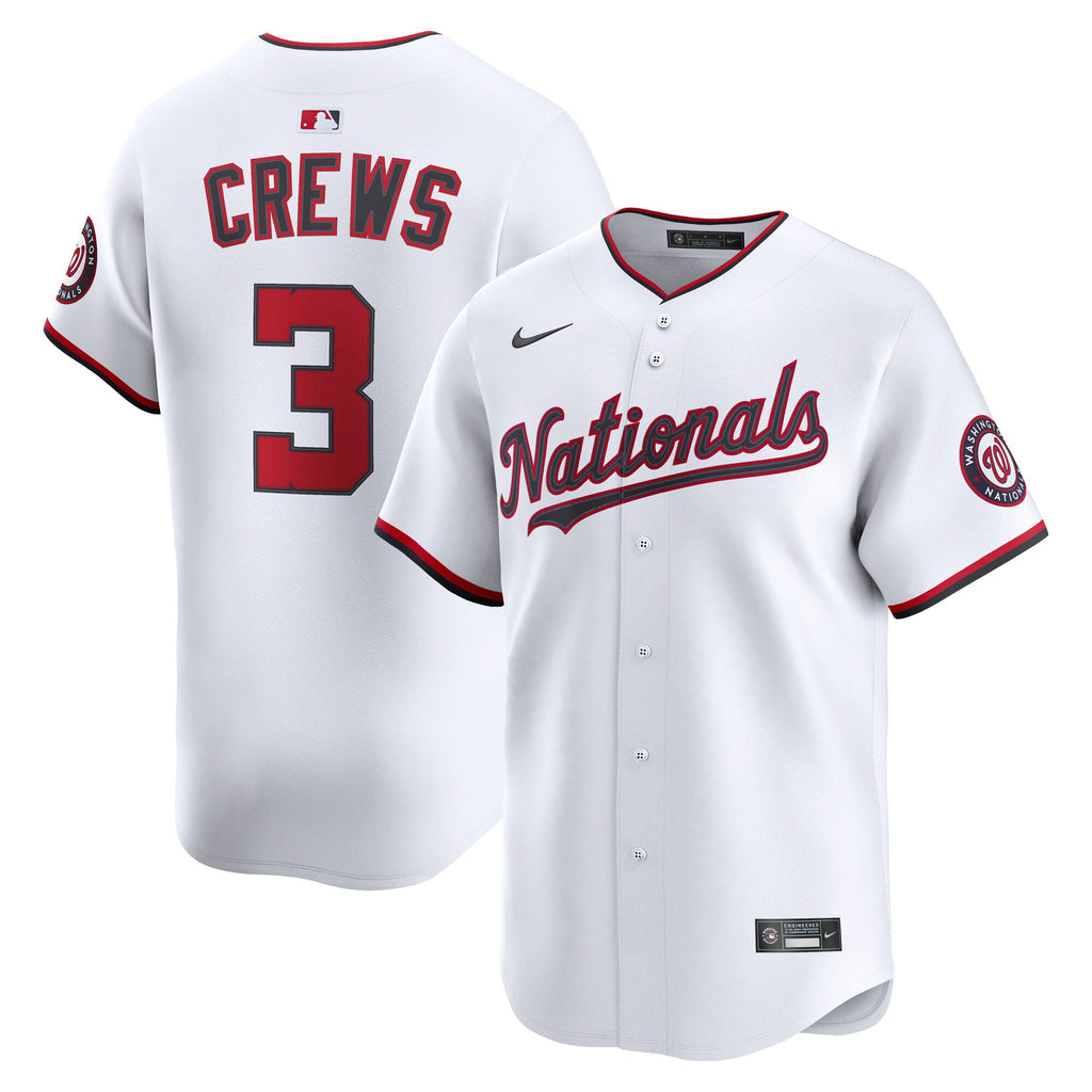 Men's Washington Nationals Dylan Crews Nike White Home Limited Player Jersey
