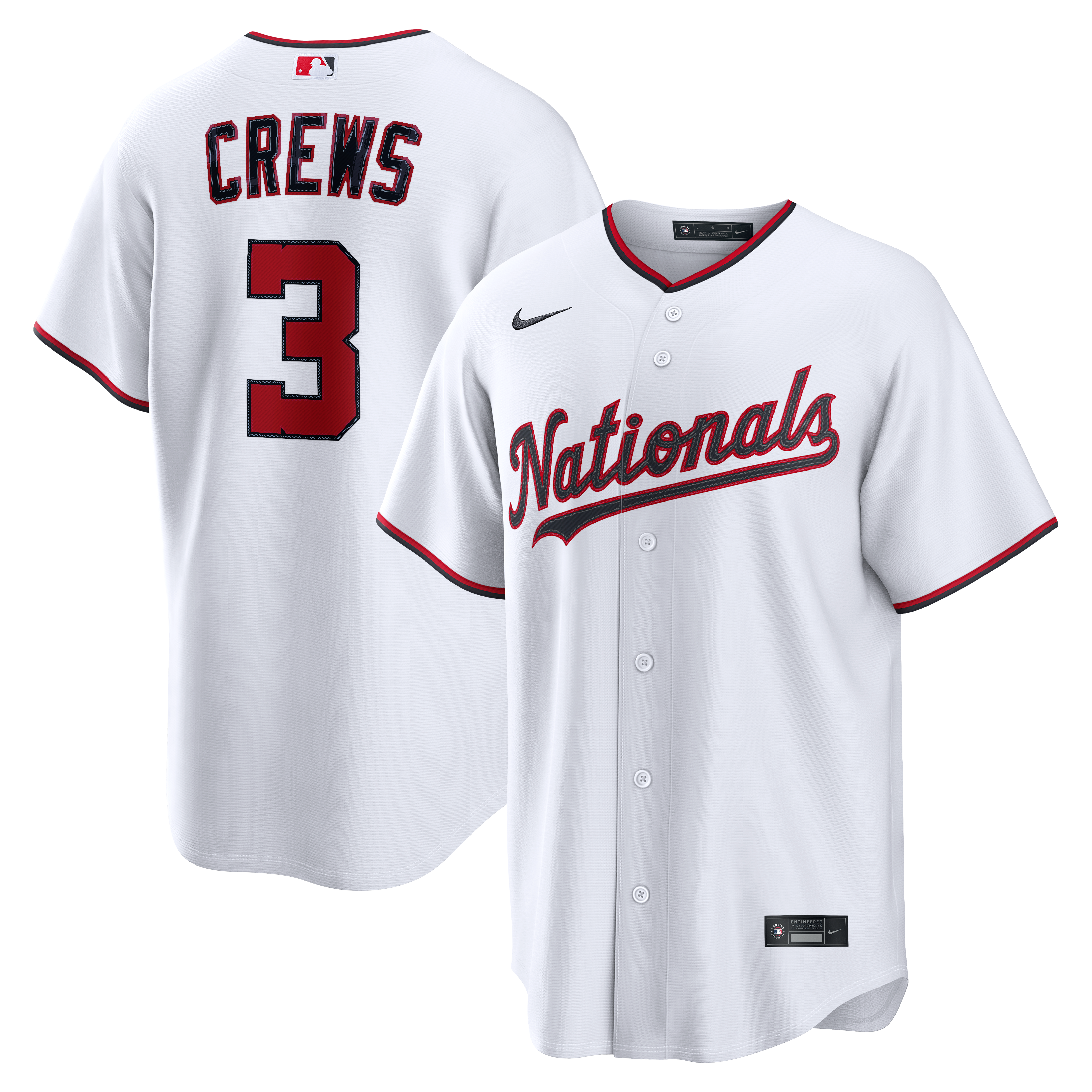 Men's Washington Nationals Dylan Crews Nike White Home Replica Jersey