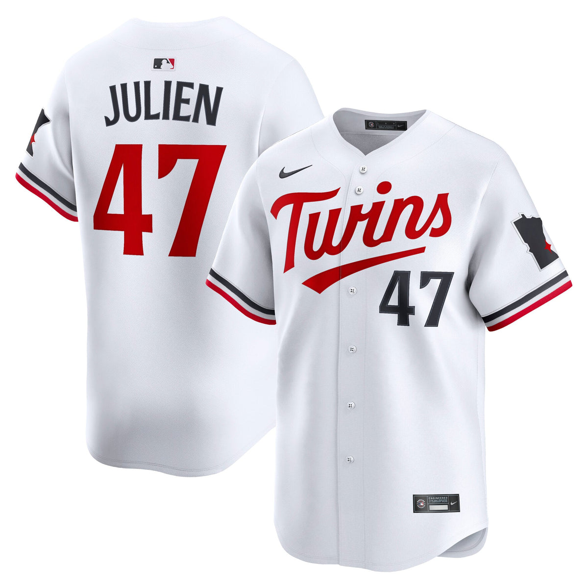 Men's Minnesota Twins Edouard Julien Nike White Home Limited Player Jersey - 2