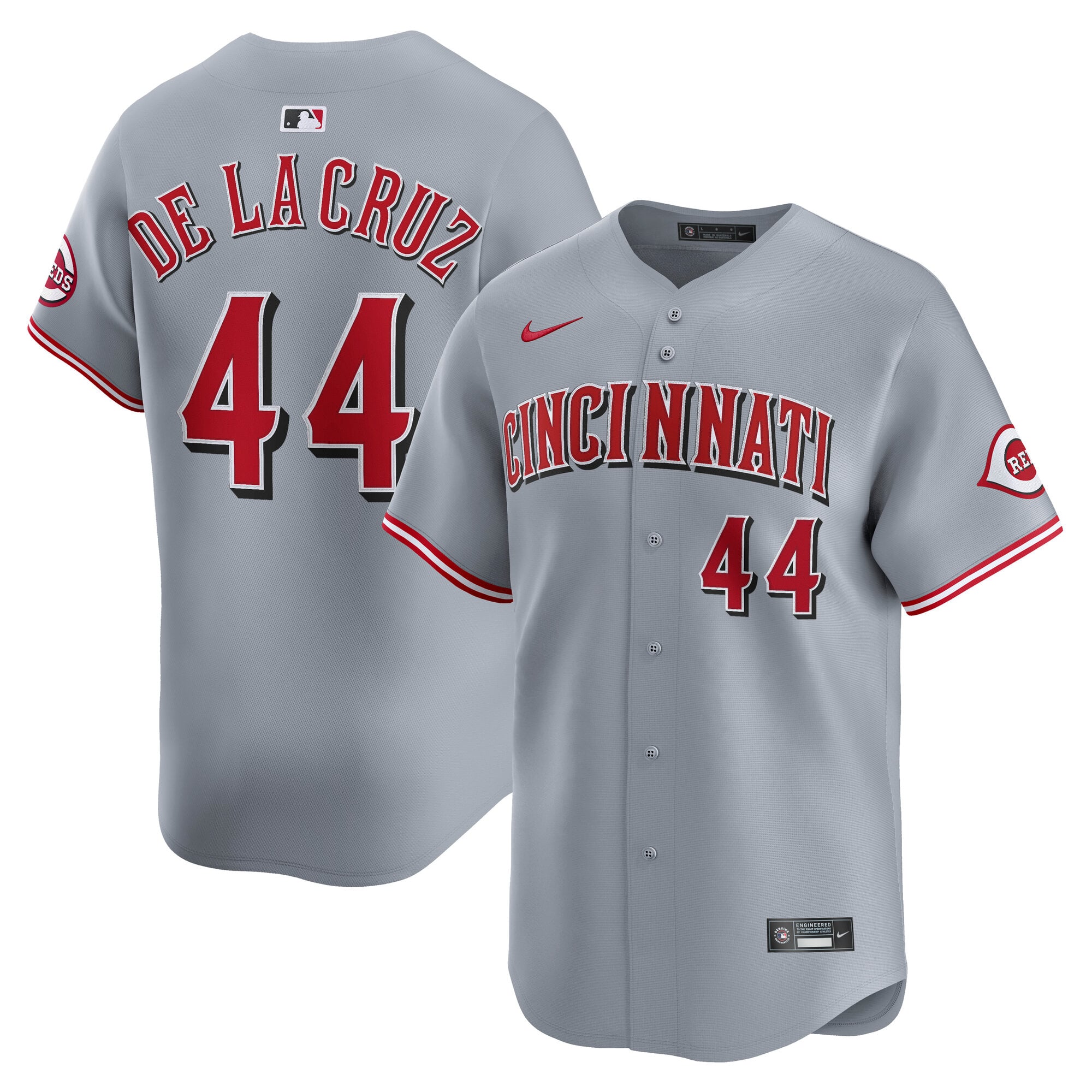 Men's Cincinnati Reds Elly De La Cruz Nike Gray Road Limited Player Jersey - 2