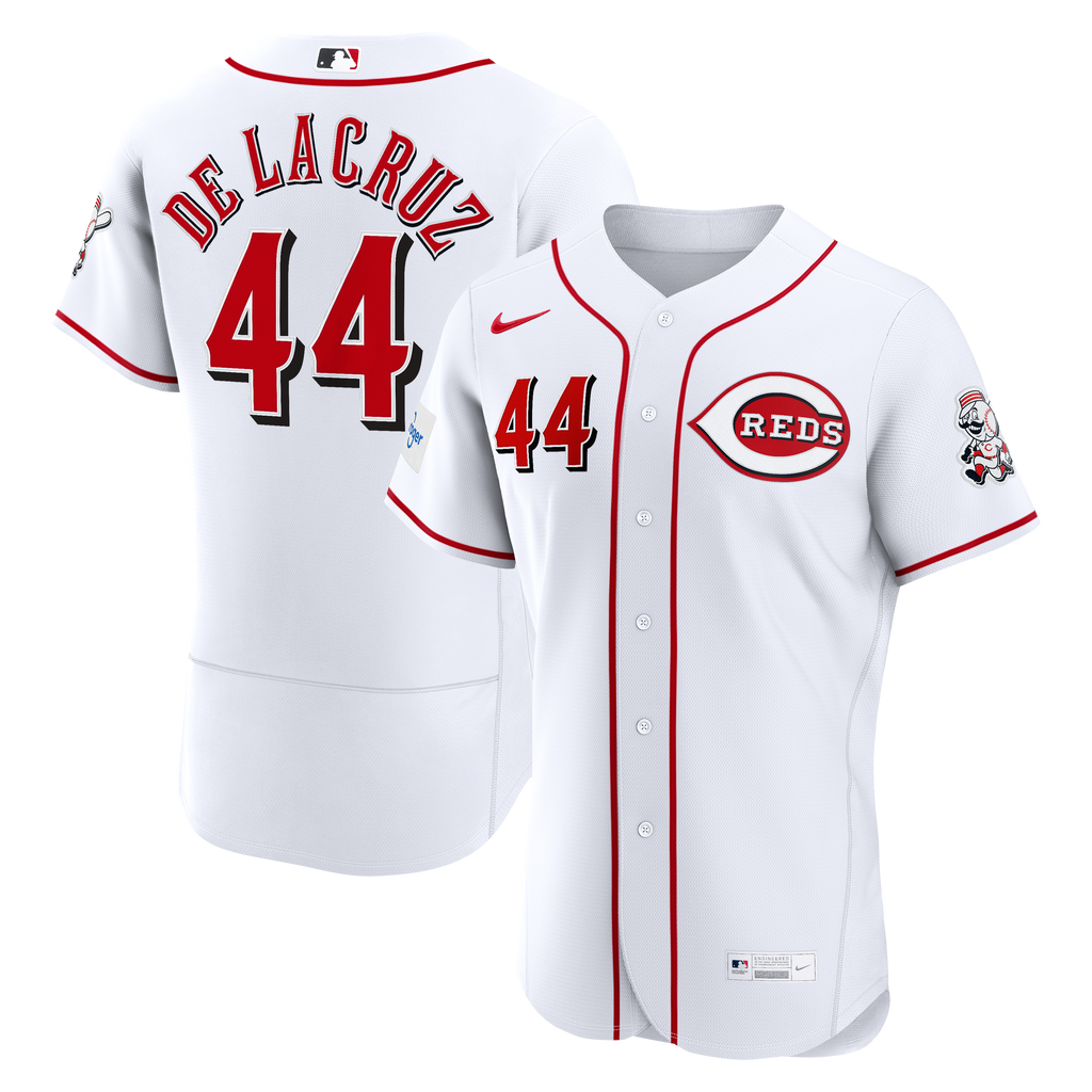 Men's Cincinnati Reds Elly De La Cruz Nike White Home Authentic Sponsor Patch Jersey - 2