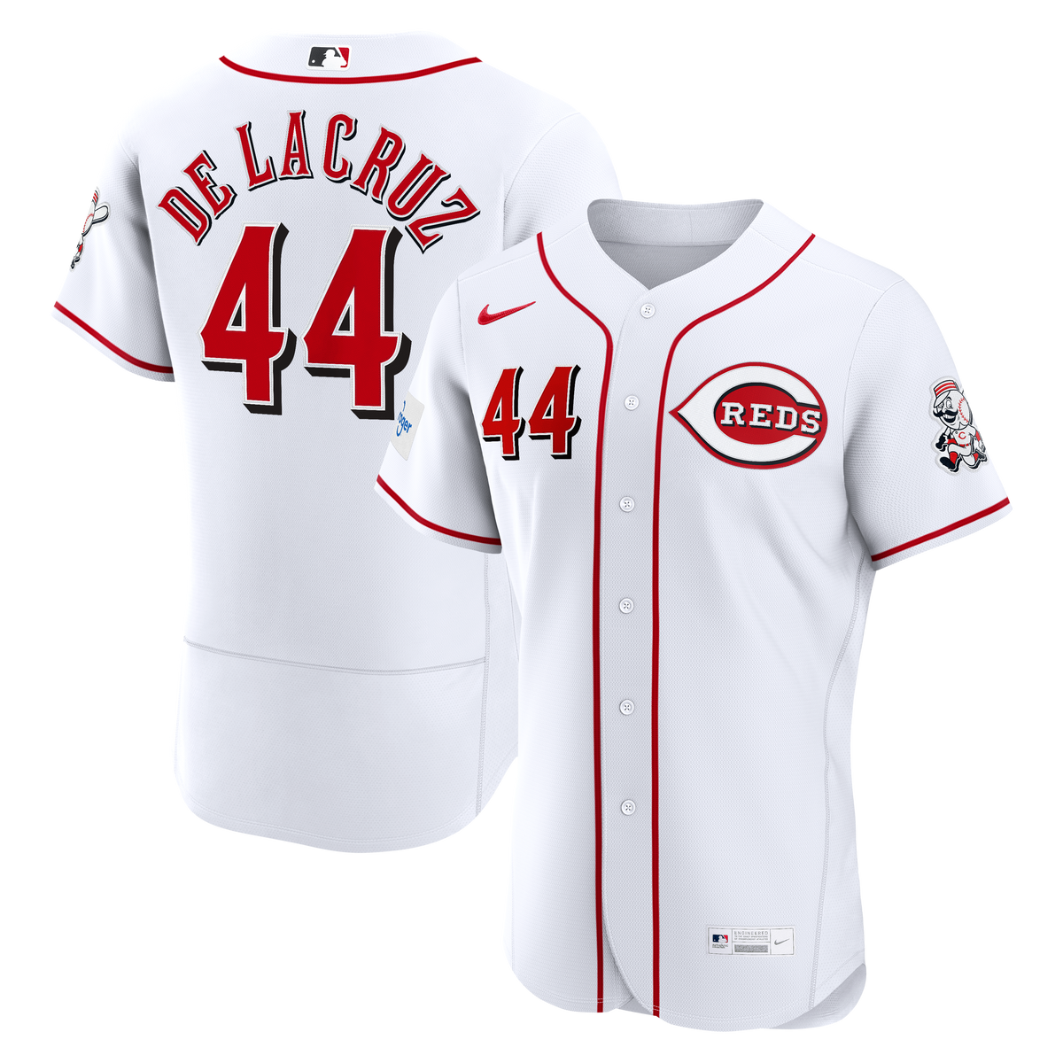Men's Cincinnati Reds Elly De La Cruz Nike White Home Authentic Sponsor Patch Jersey - 2