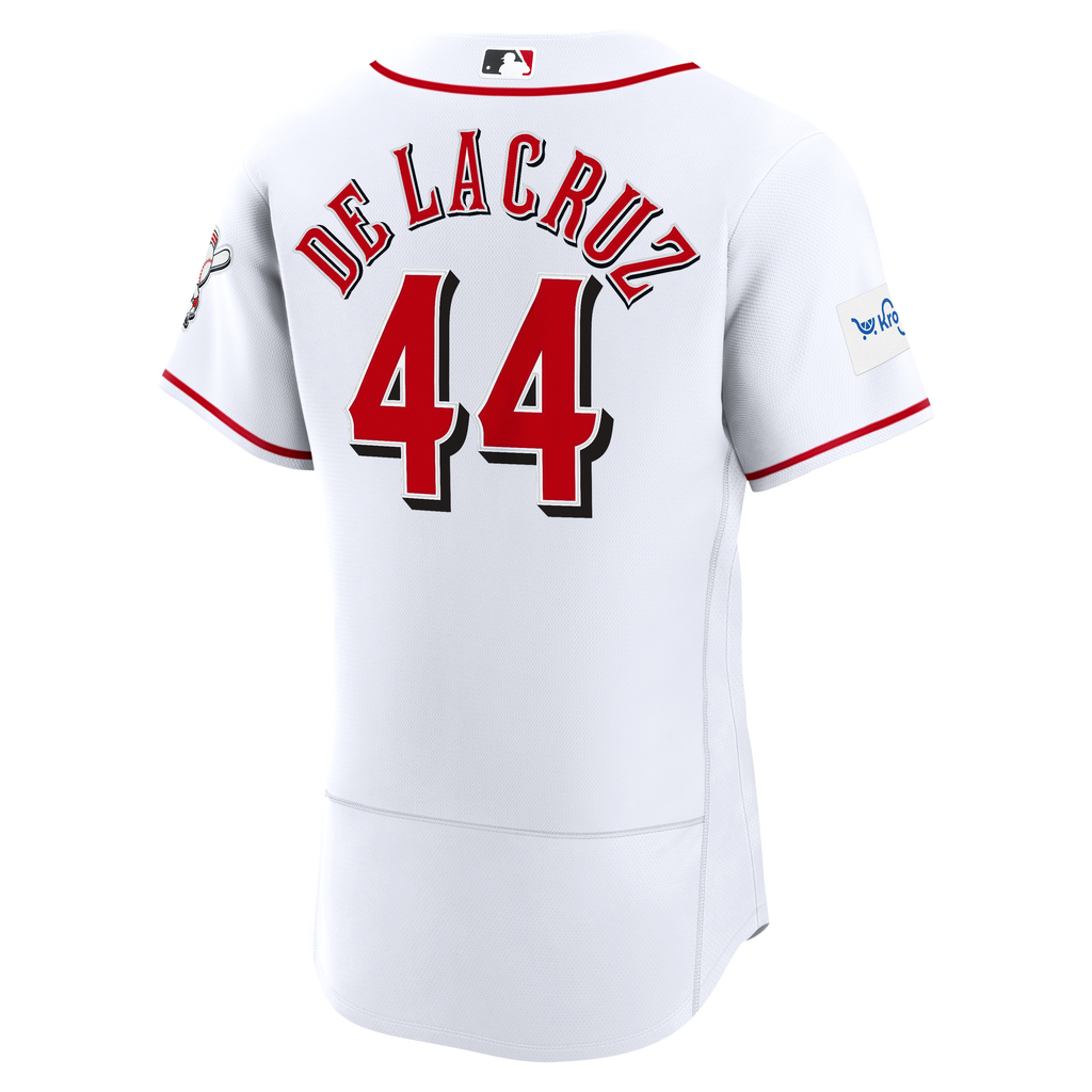 Men's Cincinnati Reds Elly De La Cruz Nike White Home Authentic Sponsor Patch Jersey - 4