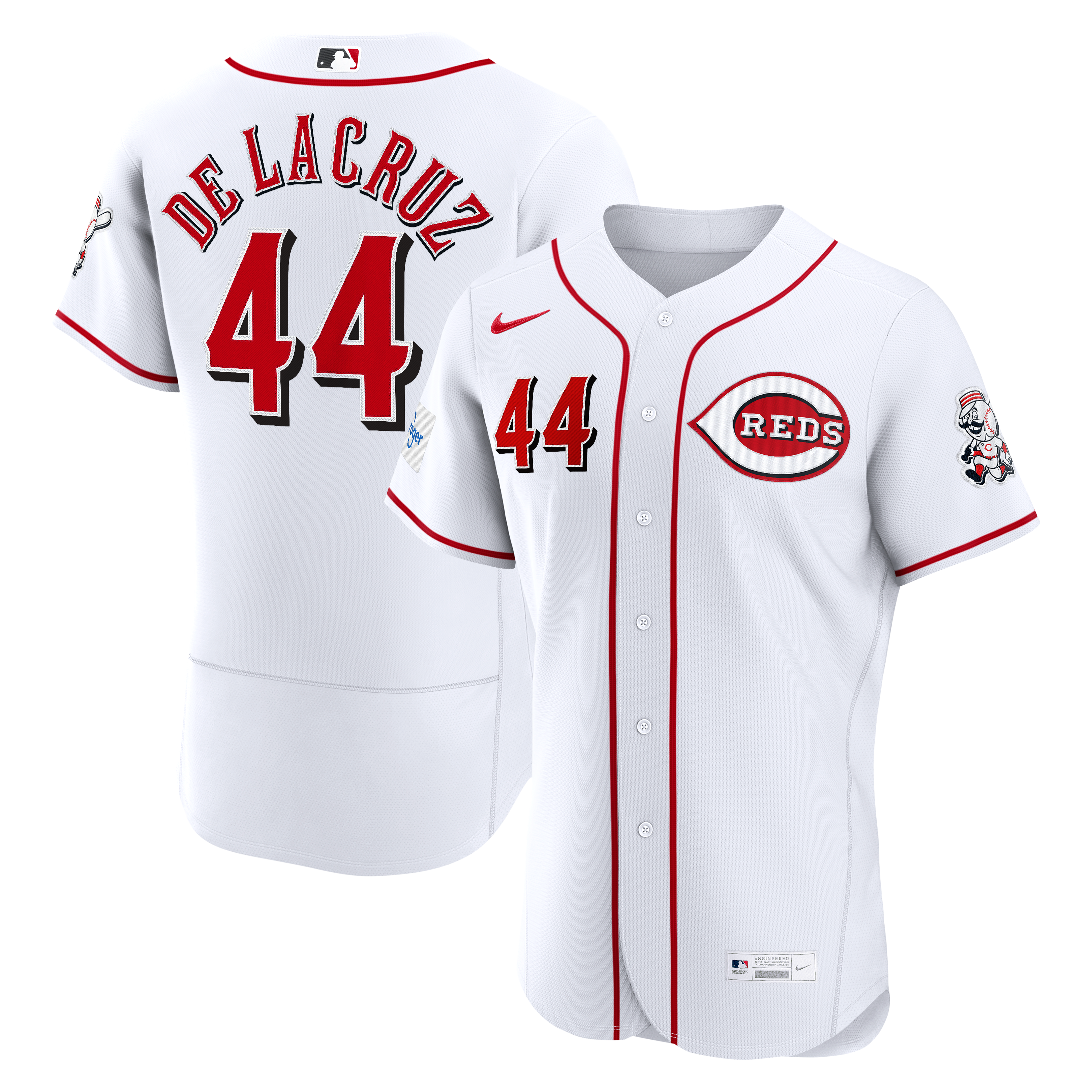 Men's Cincinnati Reds Elly De La Cruz Nike White Home Authentic Sponsor Patch Jersey