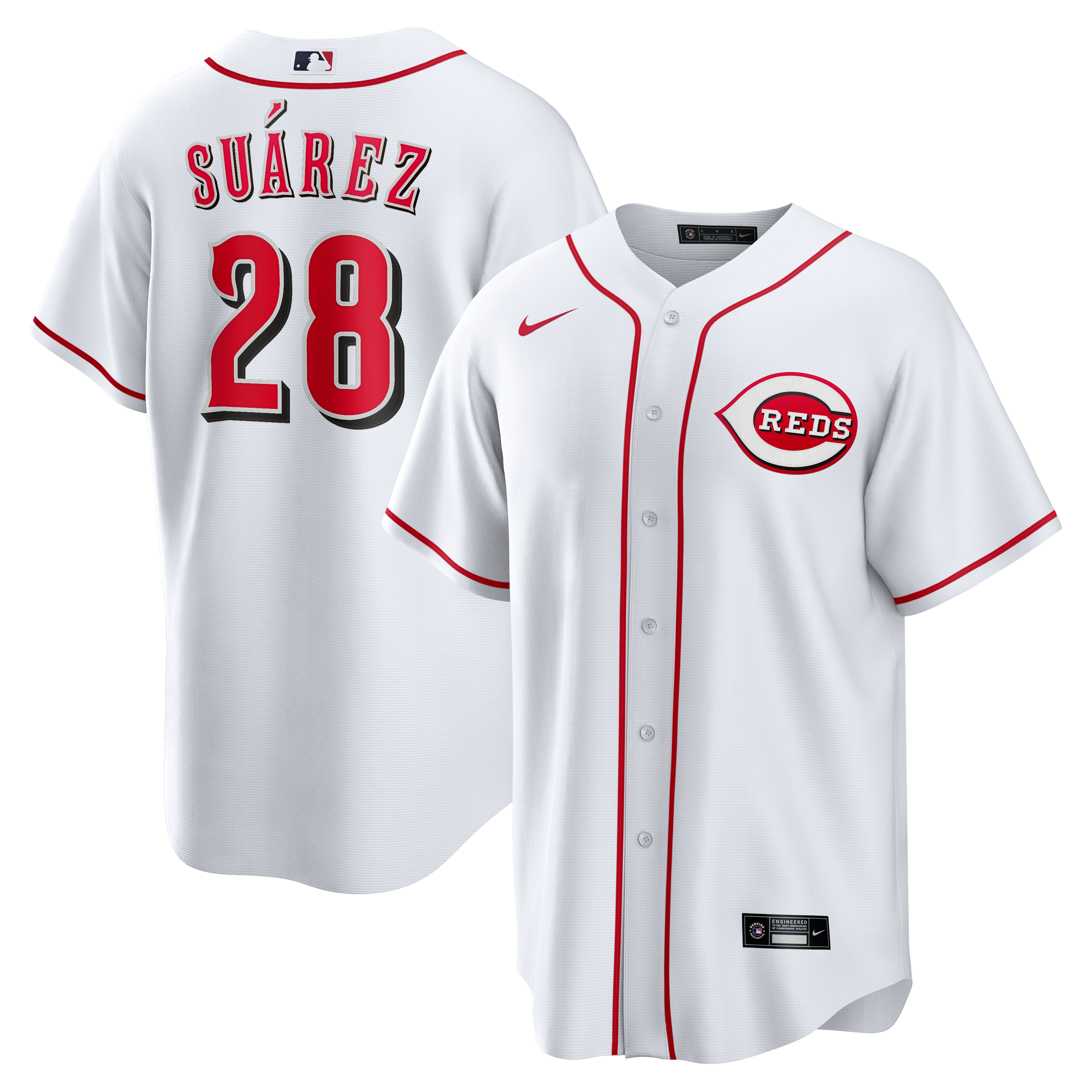 Men's Cincinnati Reds Eugenio Suárez Nike White Home Replica Jersey